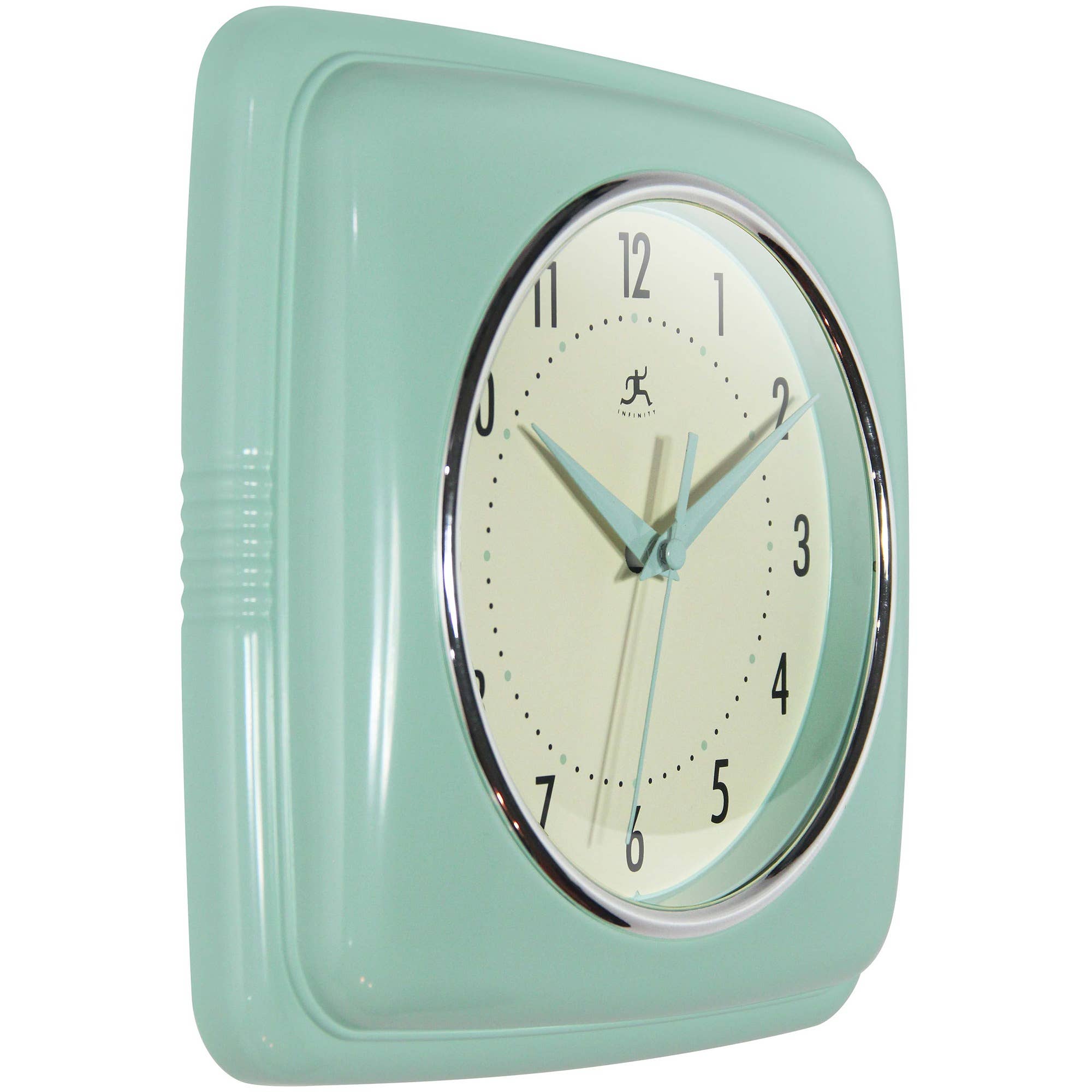 Retro Square Pastel Green Indoor Wall Clock 9.25 Inch: Pastel Green / 9.25 Inch