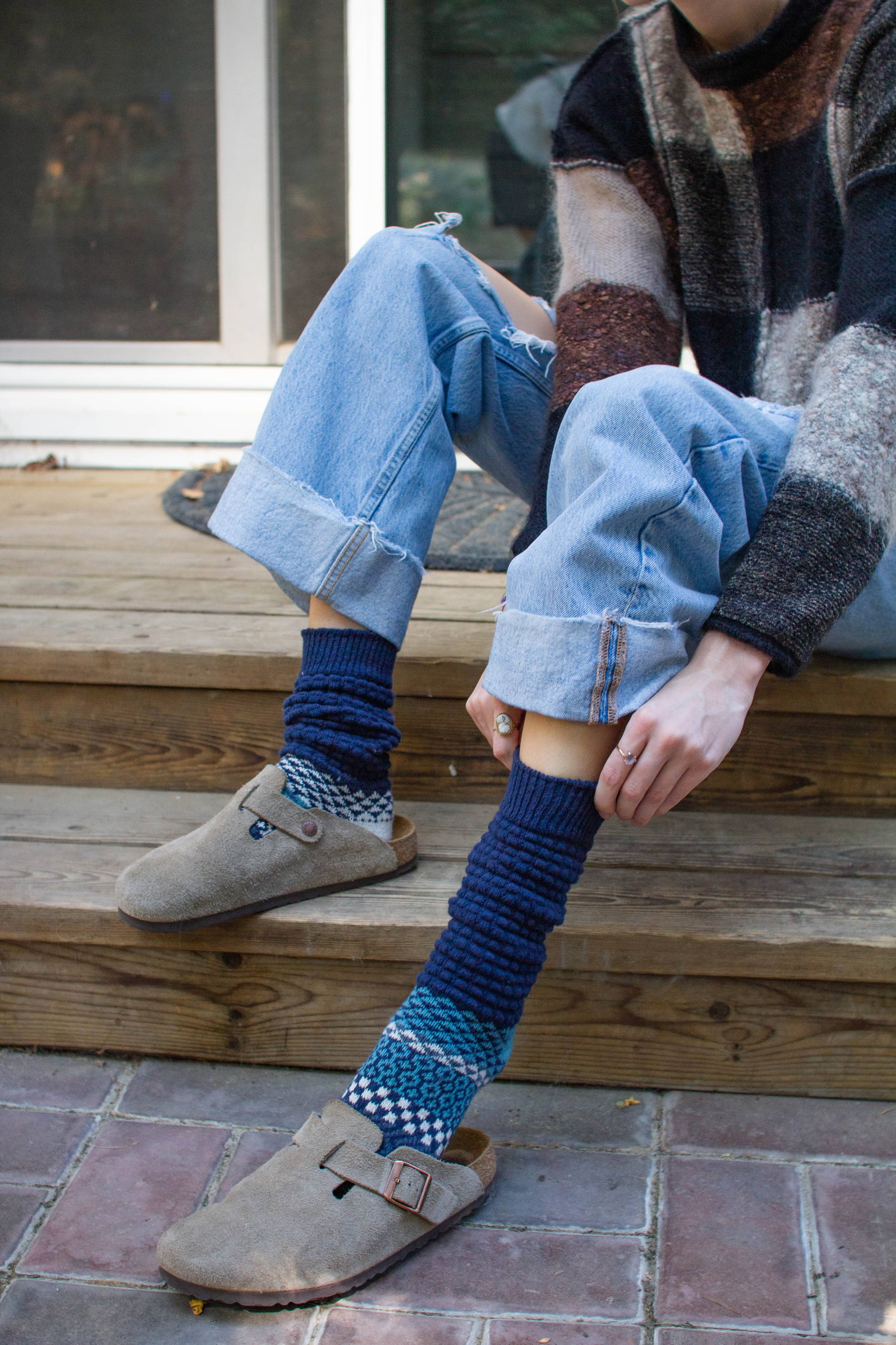 Slouch Socks - Cerulean | Sustainably Made In The USA: Cerulean / Small