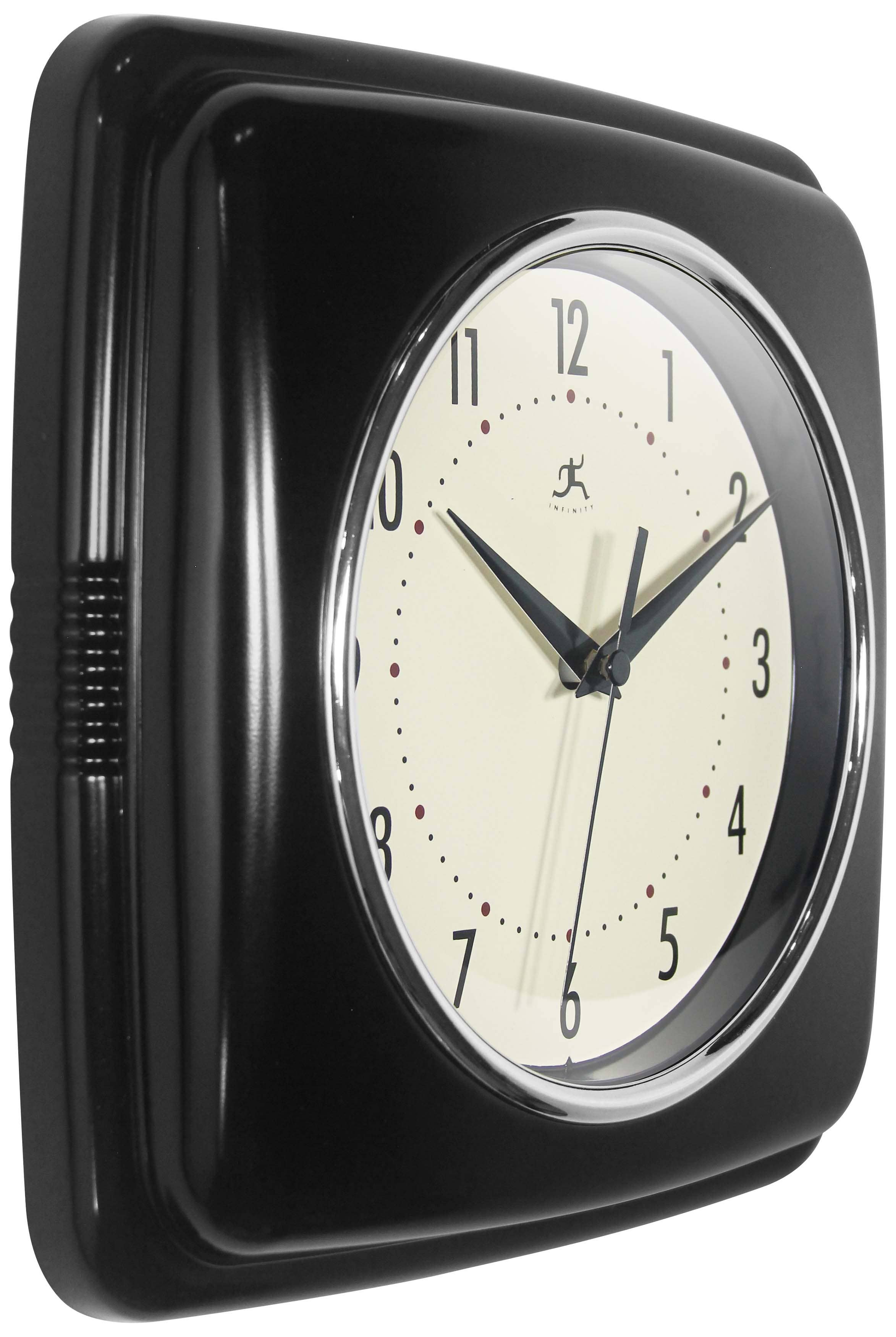Retro Square Black Indoor Wall Clock 9.25 Inch: Black