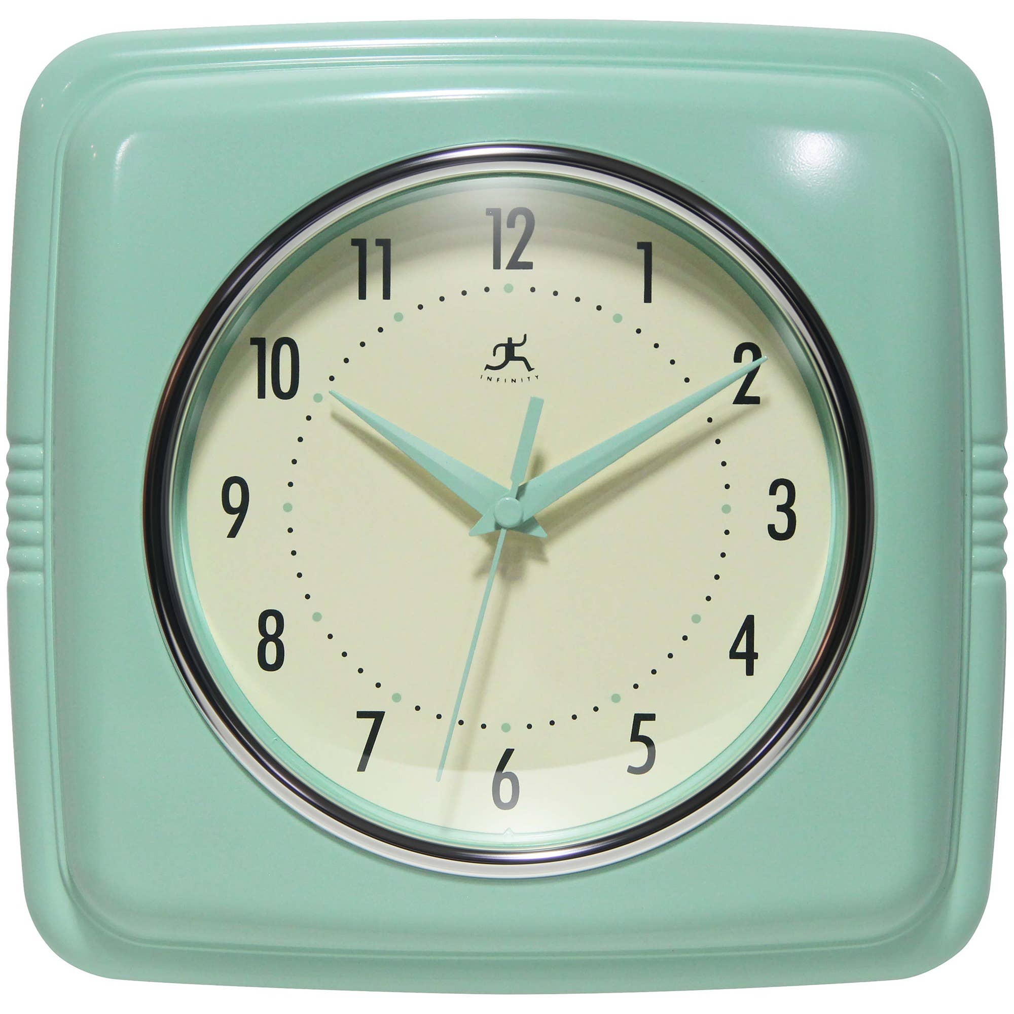 Retro Square Pastel Green Indoor Wall Clock 9.25 Inch: Pastel Green / 9.25 Inch