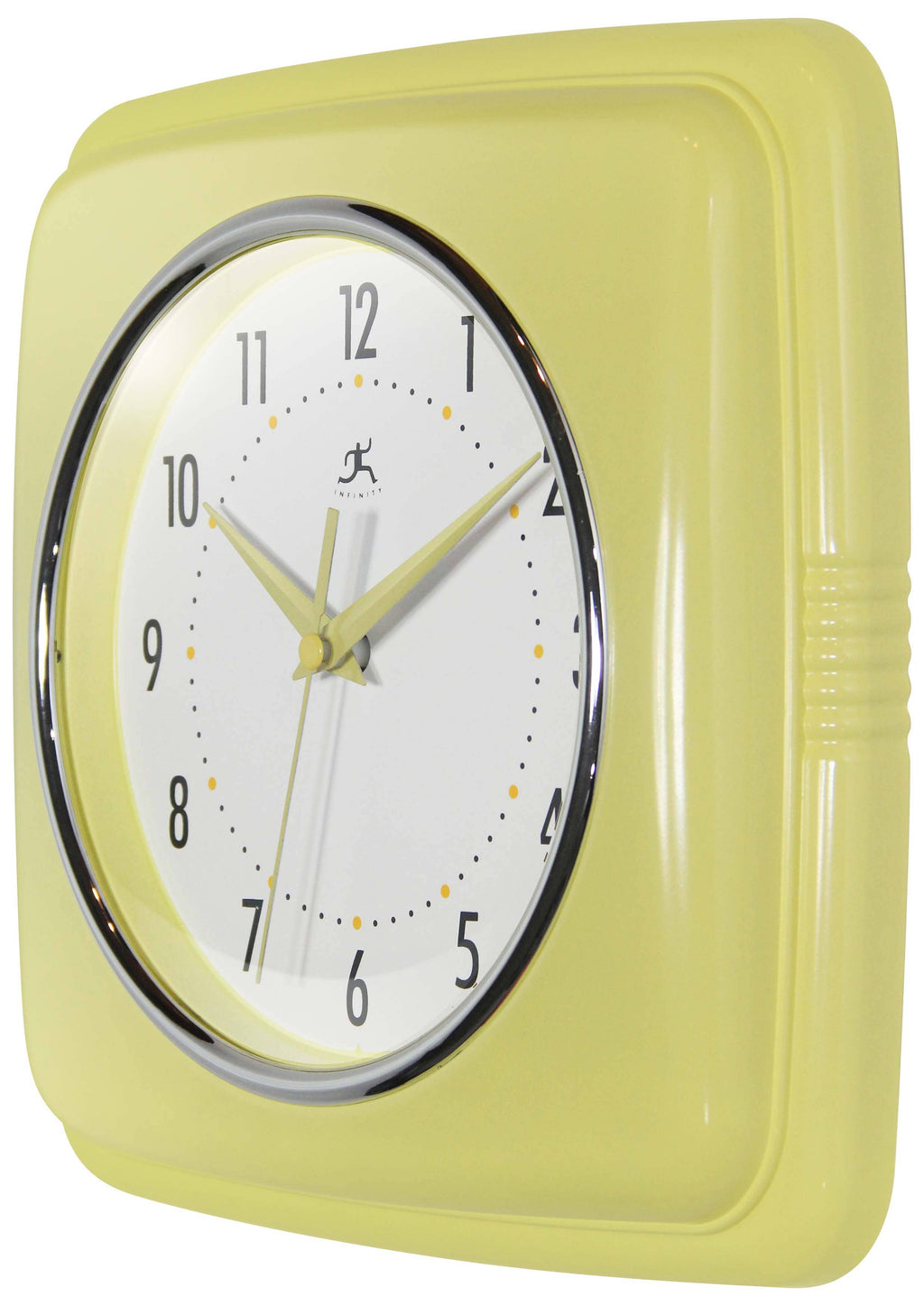 Retro Square Yellow Indoor Wall Clock 9.25 Inch: Yellow