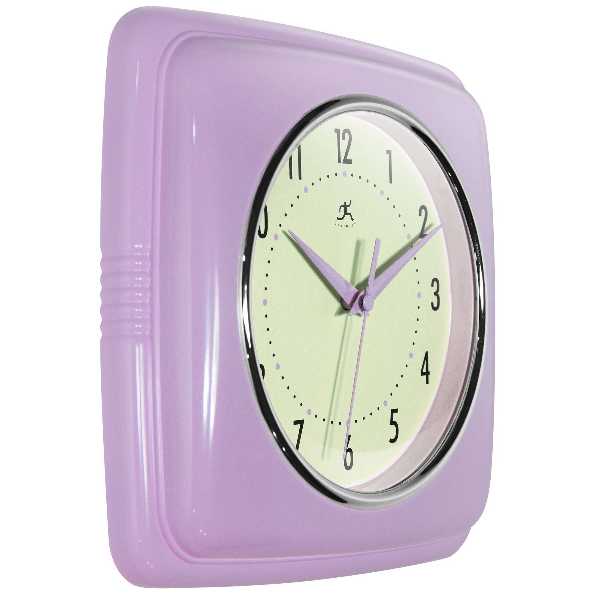 Retro Square Lavender Indoor Wall Clock 9.25 Inch: Lavender