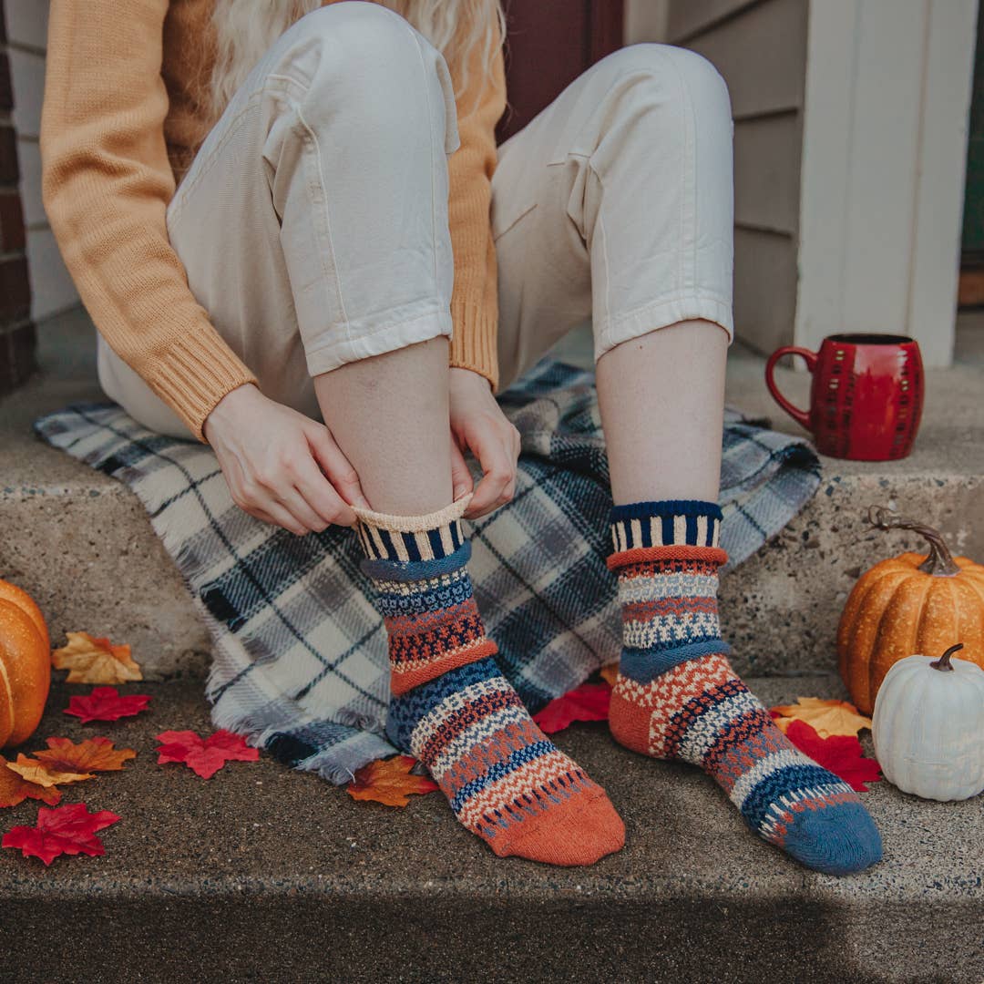 Nutmeg Crew Socks | Eco-Friendly & Made in the USA: M (Women8-10/Men7-9)