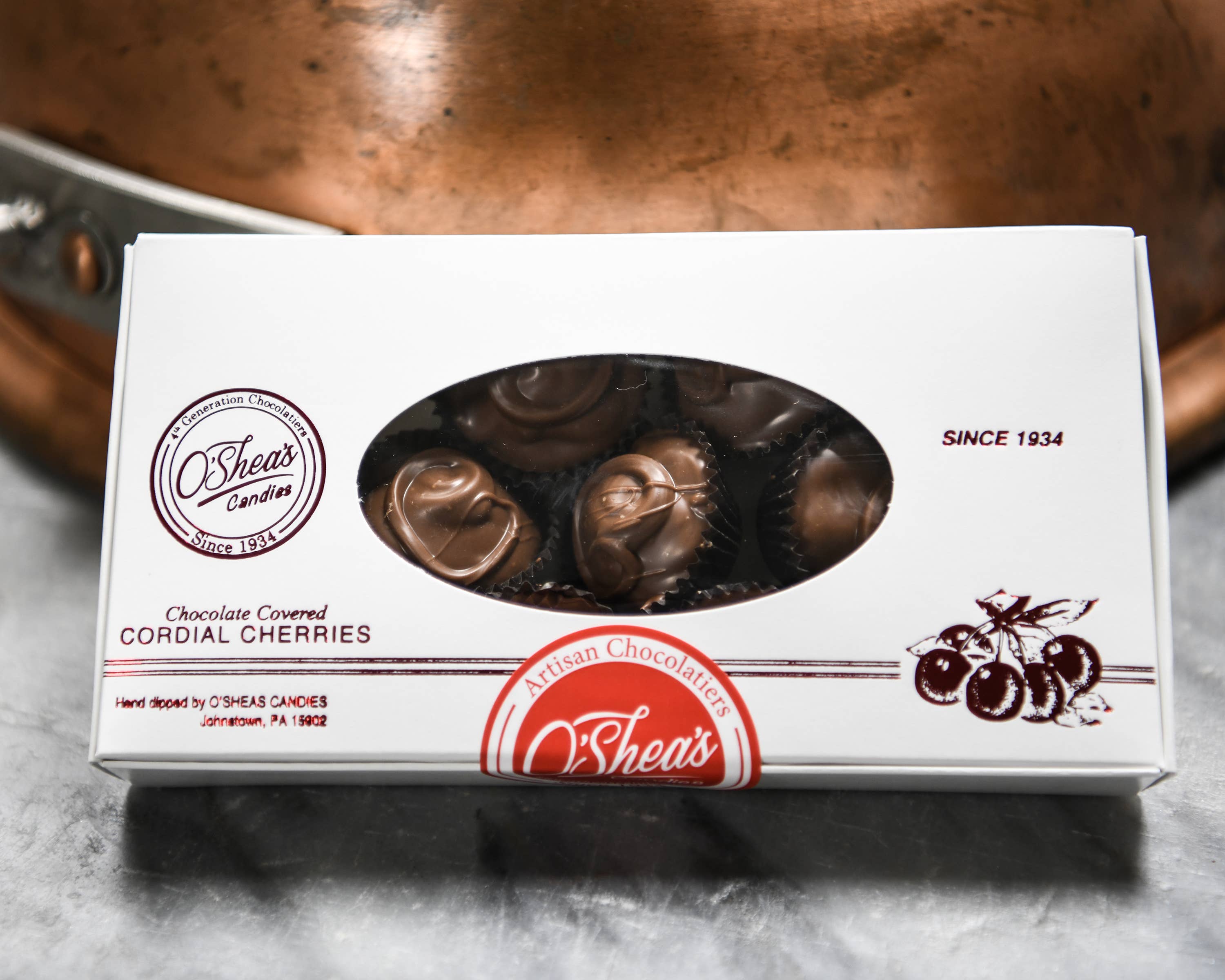 1/2LB Cordial Cherries Milk Chocolate - Window Box