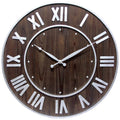 Wood Collection Round Brown Rustic Wall Clock 23 Inch