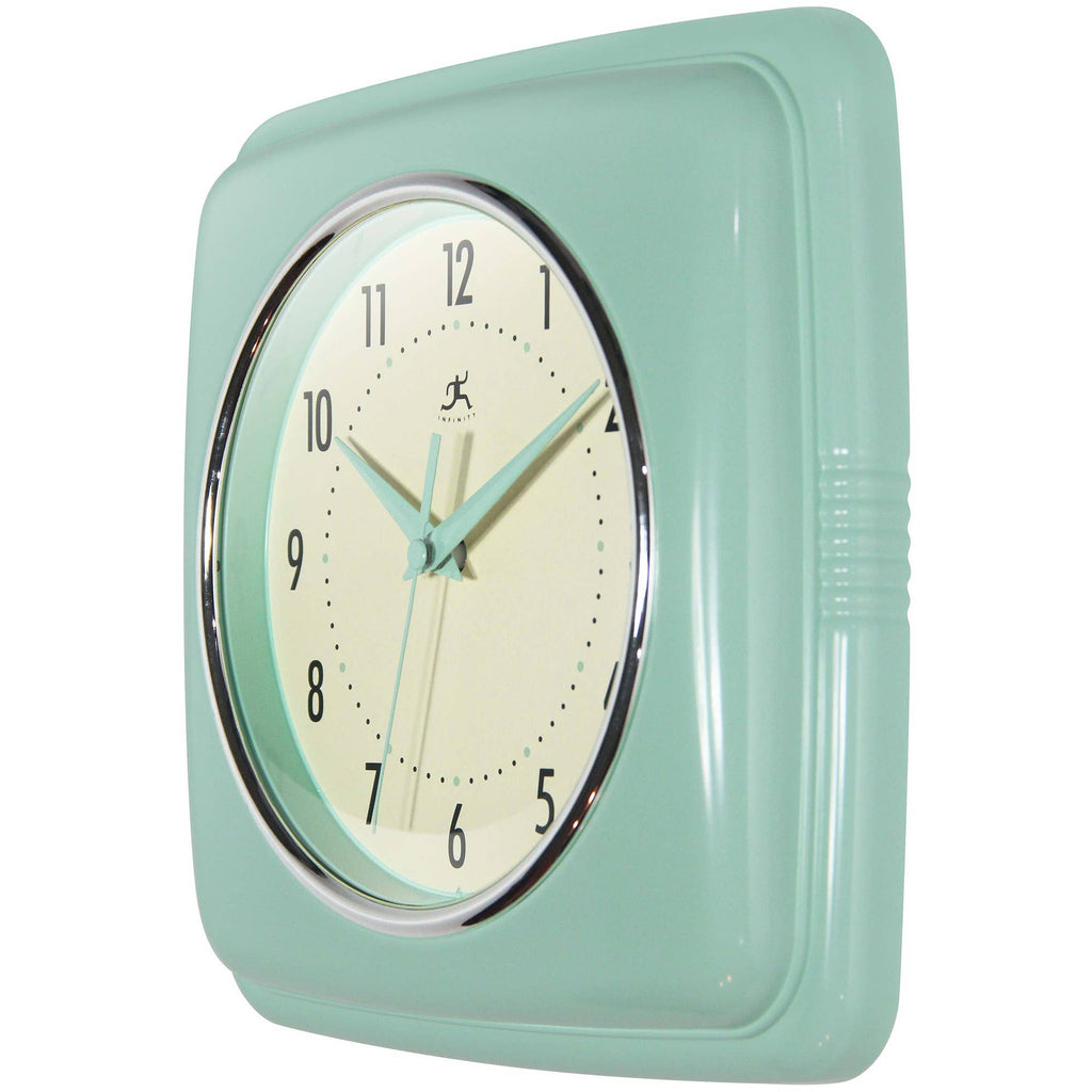 Retro Square Pastel Green Indoor Wall Clock 9.25 Inch: Pastel Green / 9.25 Inch