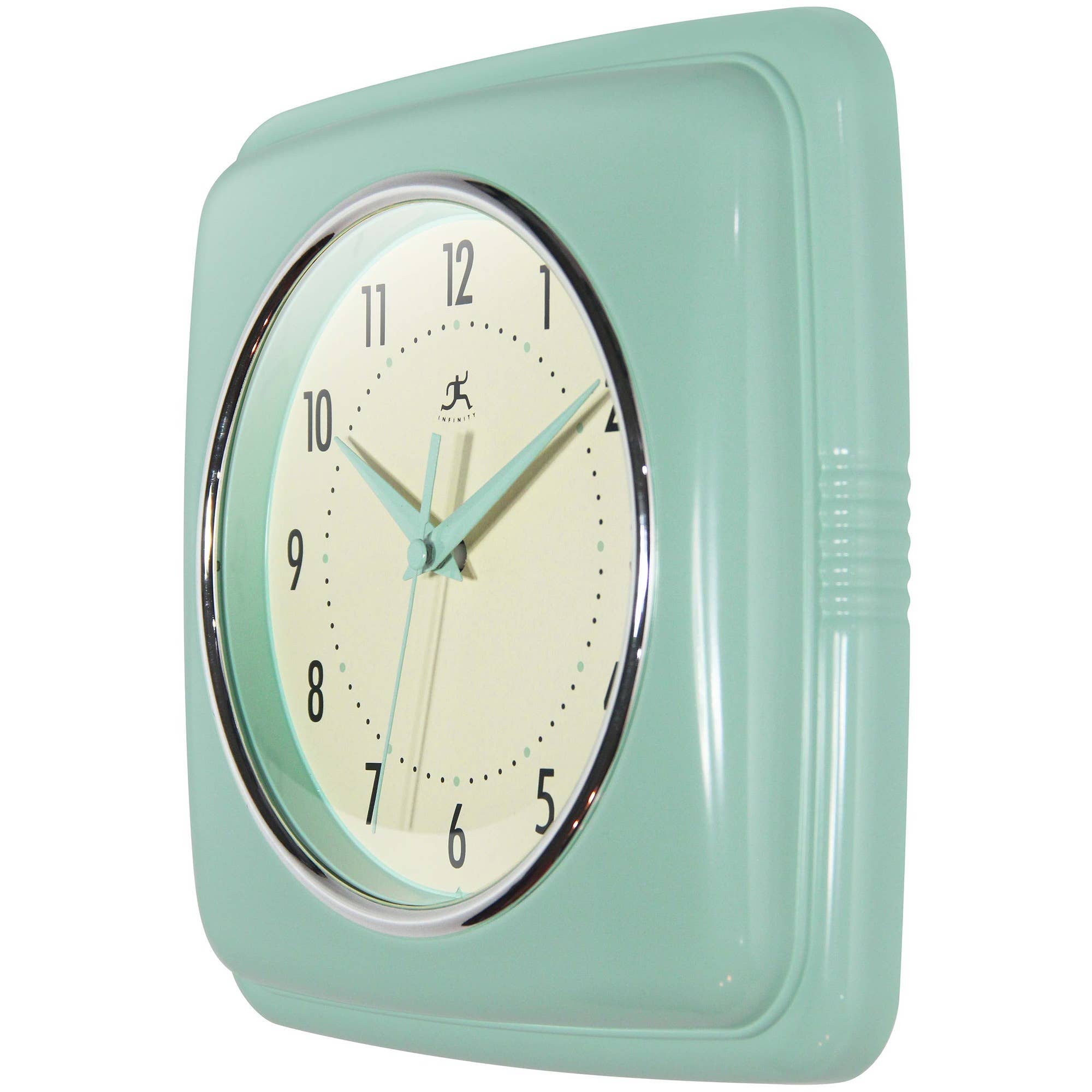 Retro Square Pastel Green Indoor Wall Clock 9.25 Inch: Pastel Green / 9.25 Inch