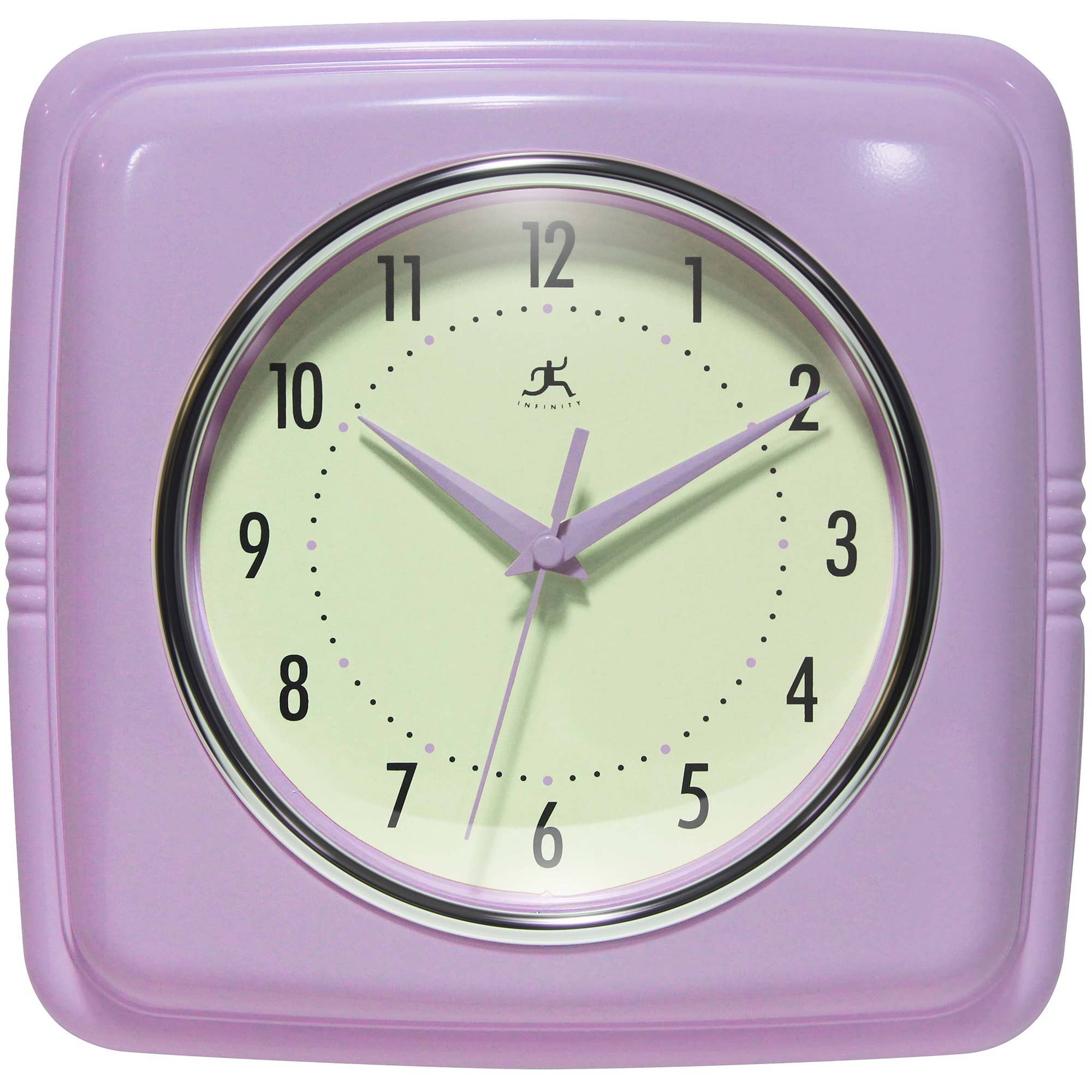 Retro Square Lavender Indoor Wall Clock 9.25 Inch: Lavender