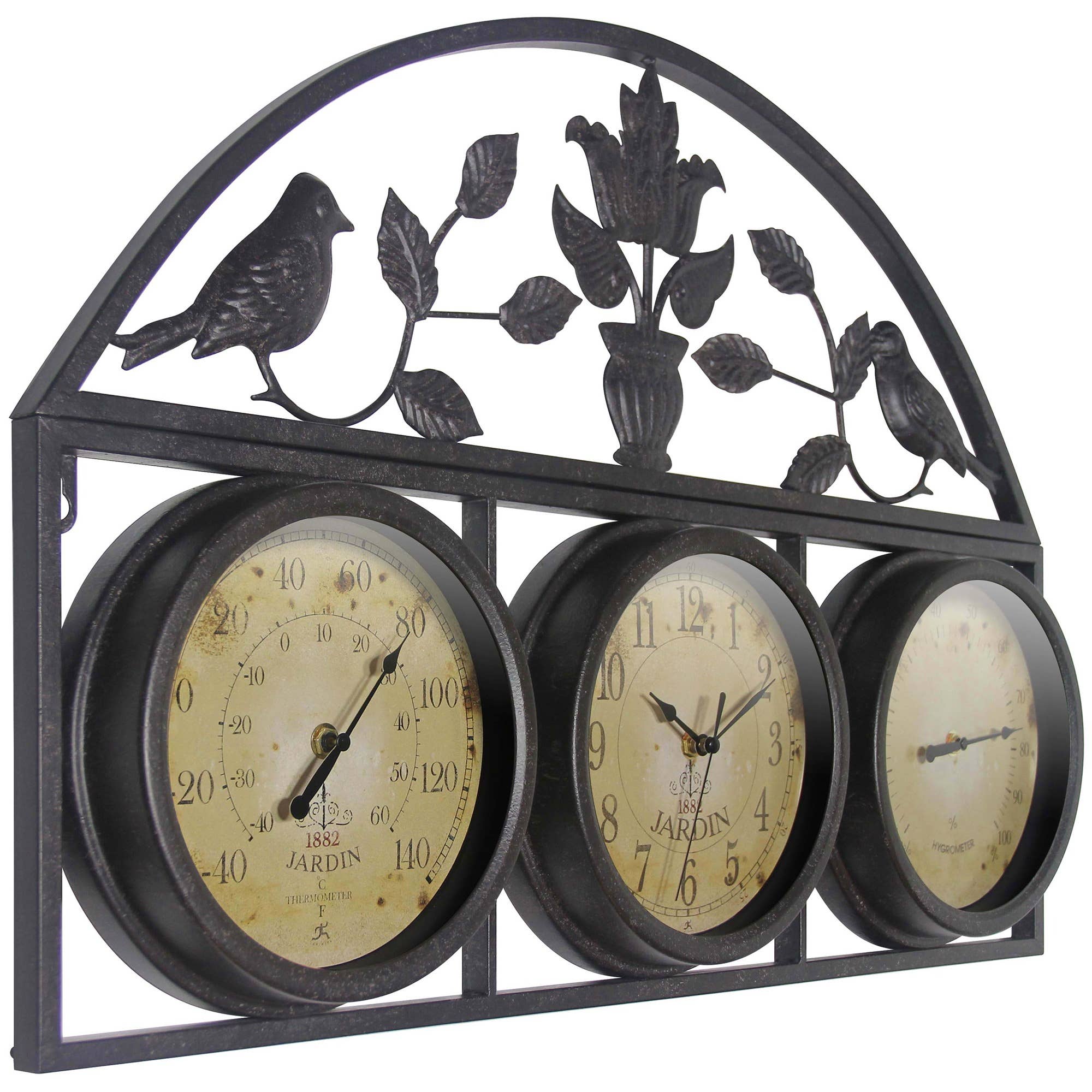 Jardin Indoor/Outdoor Clock/Thermometer/Hygrometer, Brown: Brown