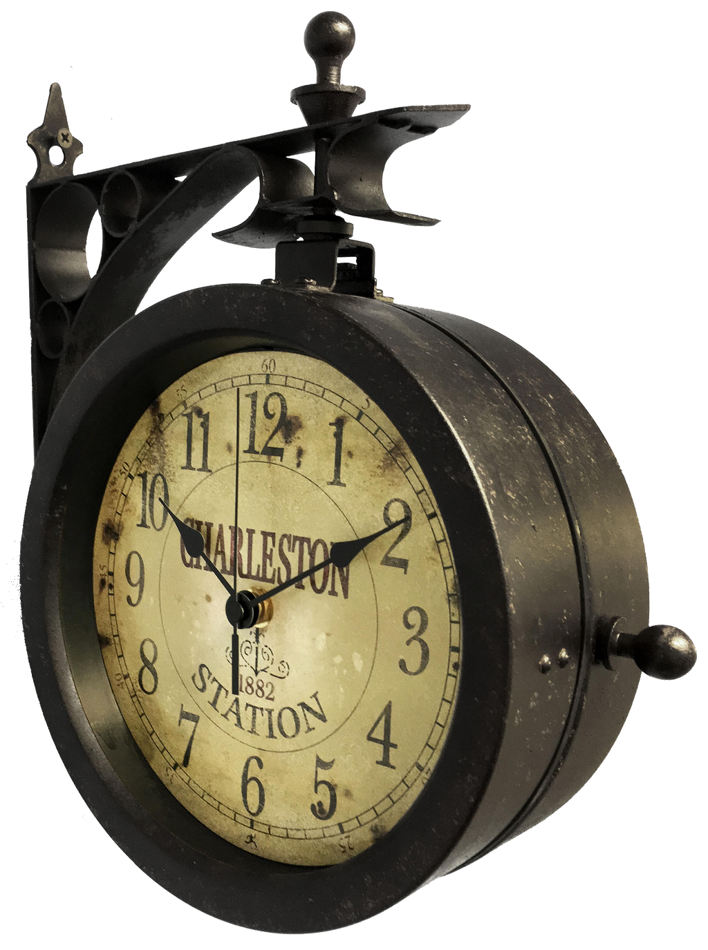 Outdoor Round Weathered Brown Wall Clock 12 Inch