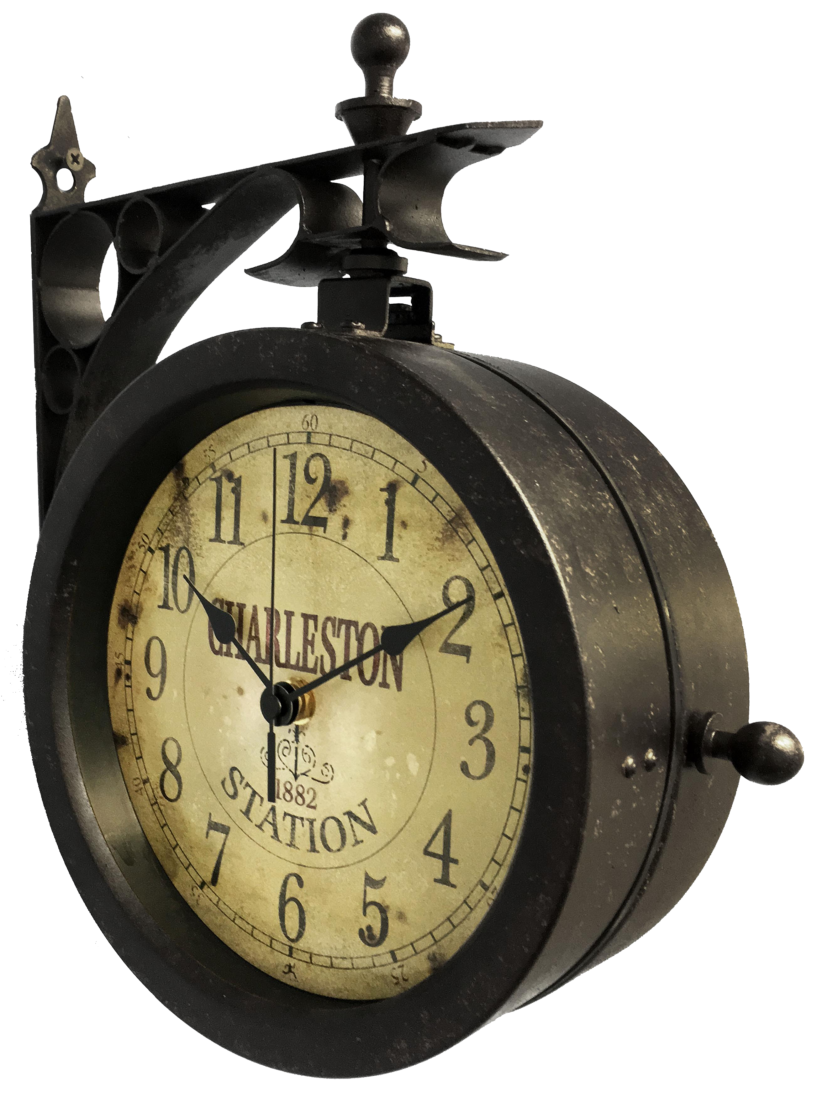 Outdoor Round Weathered Brown Wall Clock 12 Inch