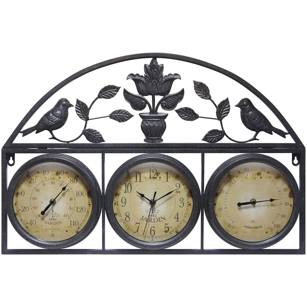 Jardin Indoor/Outdoor Clock/Thermometer/Hygrometer, Brown: Brown