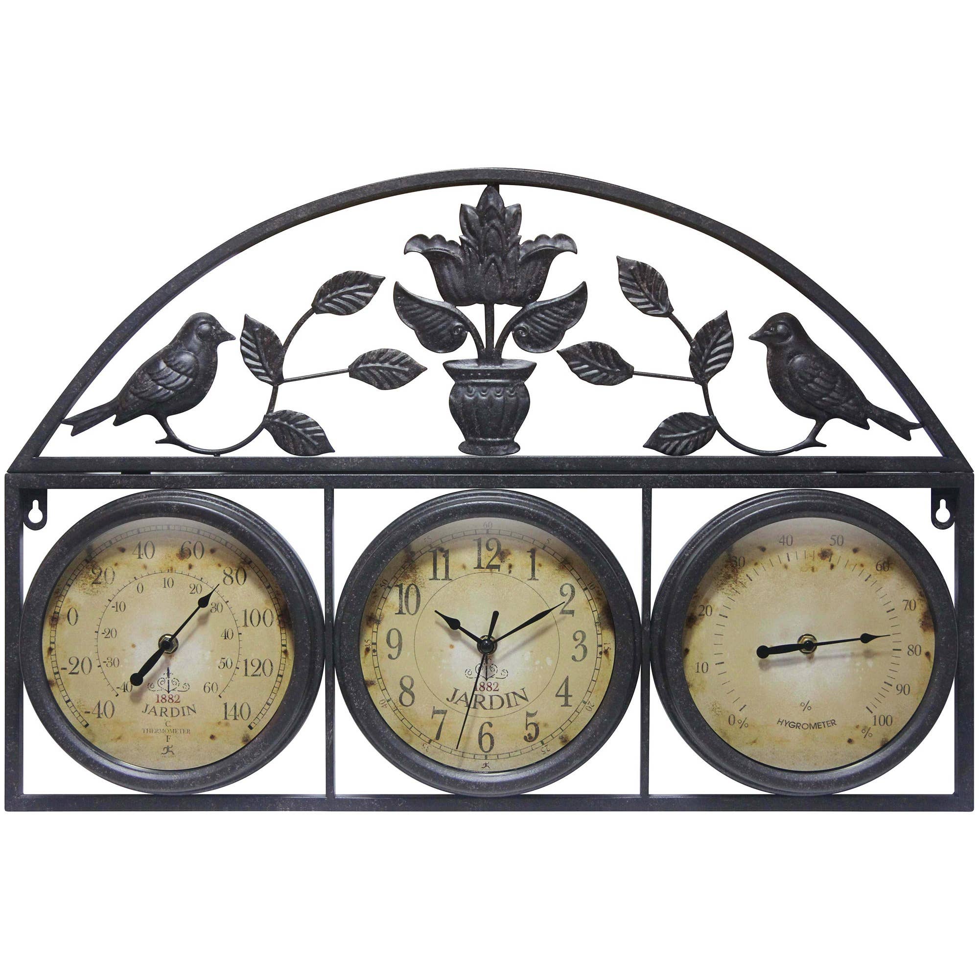 Jardin Indoor/Outdoor Clock/Thermometer/Hygrometer, Brown: Brown