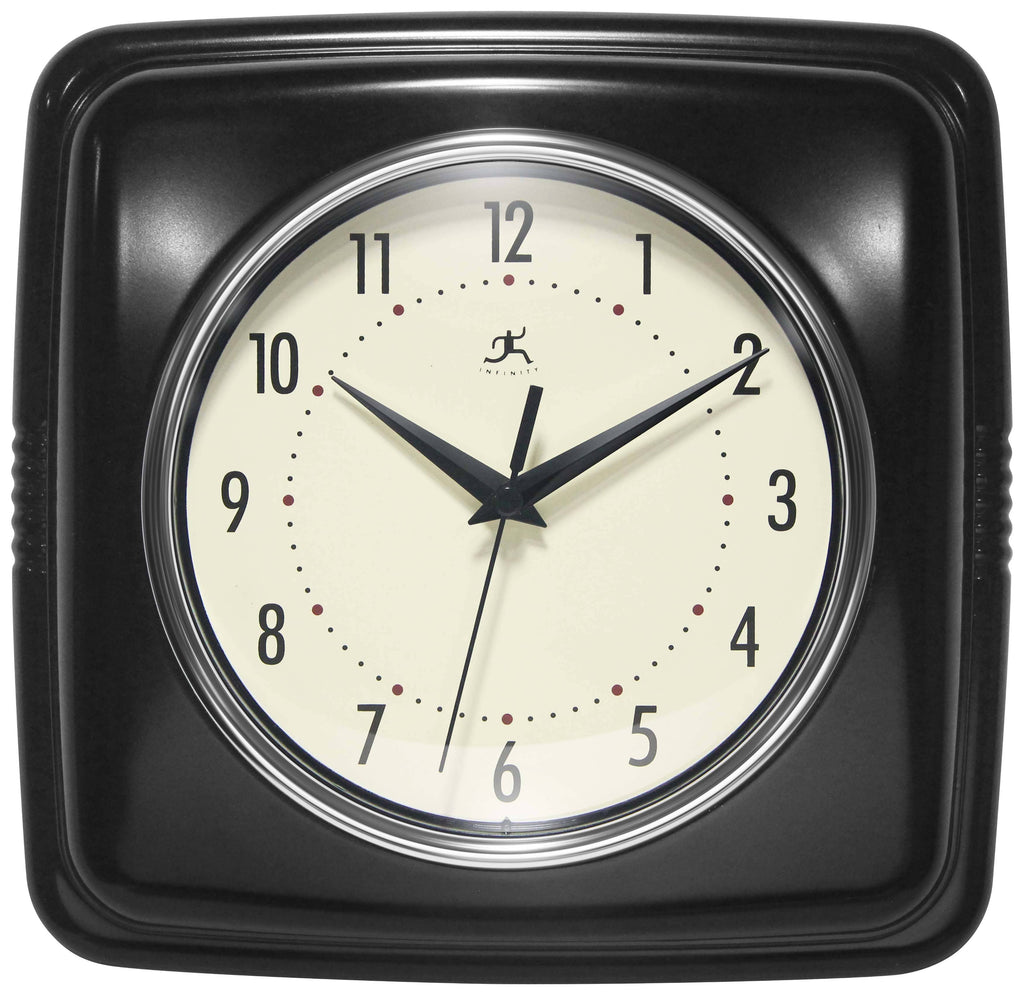 Retro Square Black Indoor Wall Clock 9.25 Inch: Black