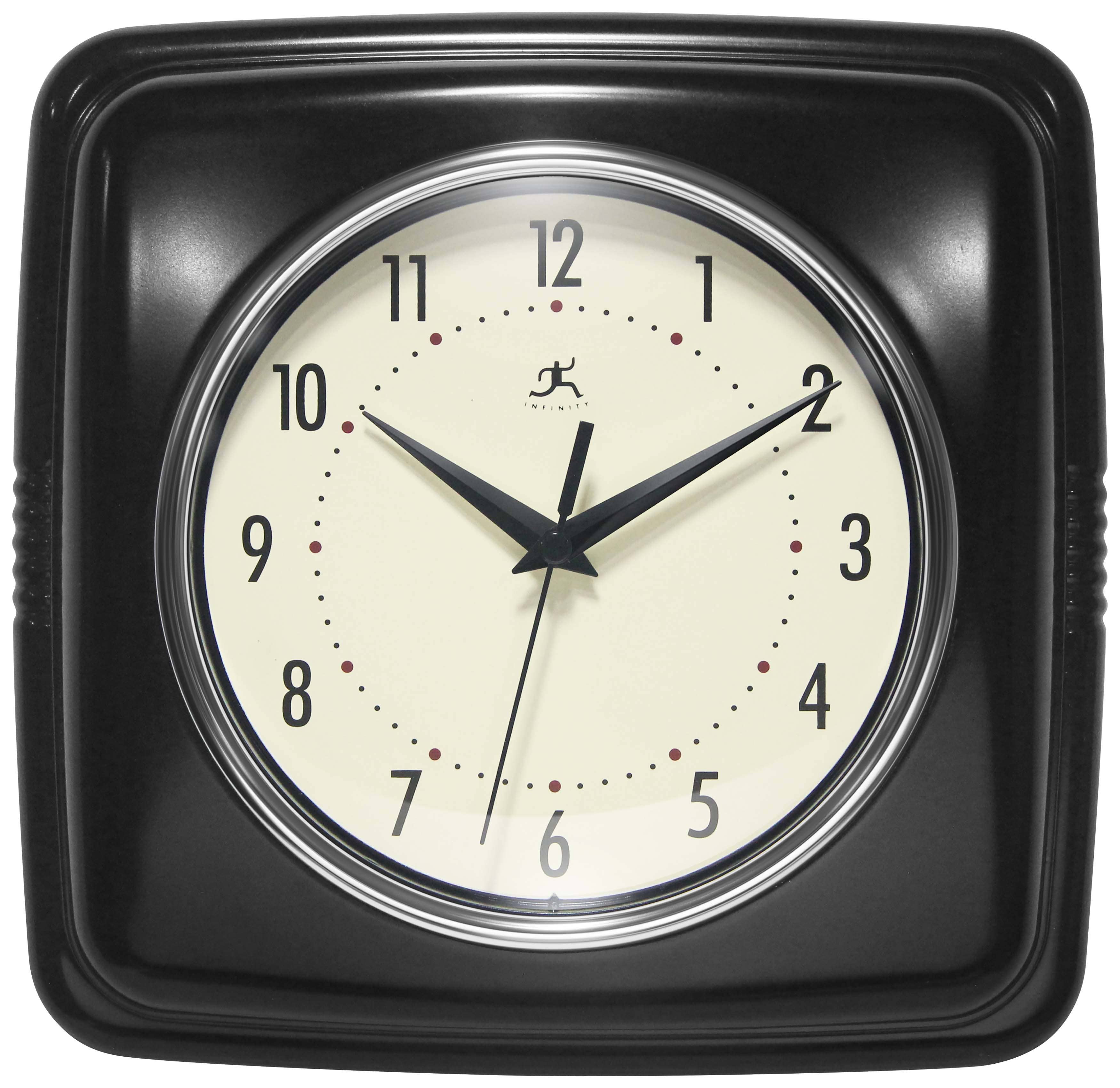 Retro Square Black Indoor Wall Clock 9.25 Inch: Black