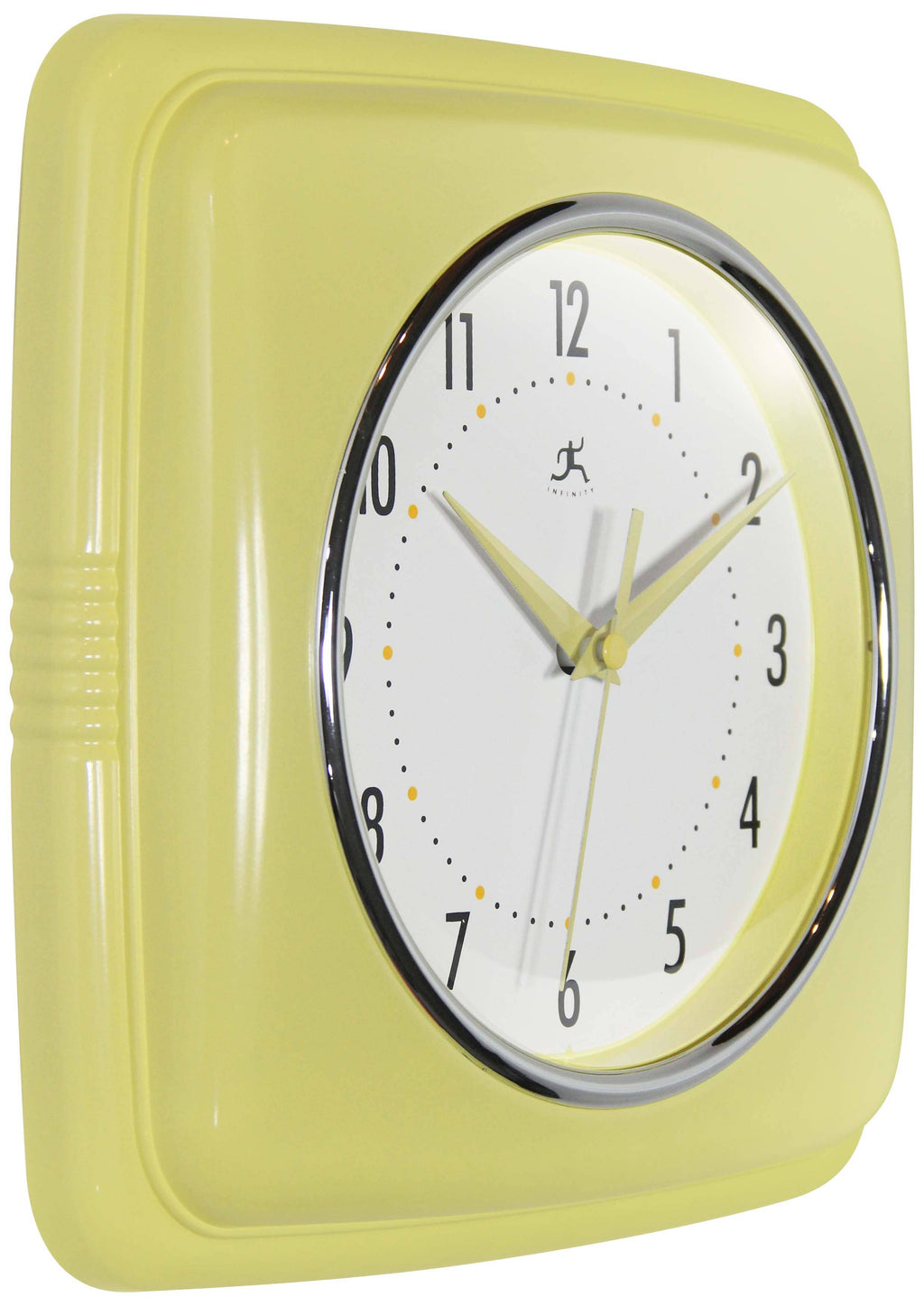 Retro Square Yellow Indoor Wall Clock 9.25 Inch: Yellow