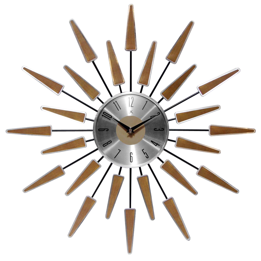 Midcentury/Modern Starburst Walnut Wall Clock 23 Inch