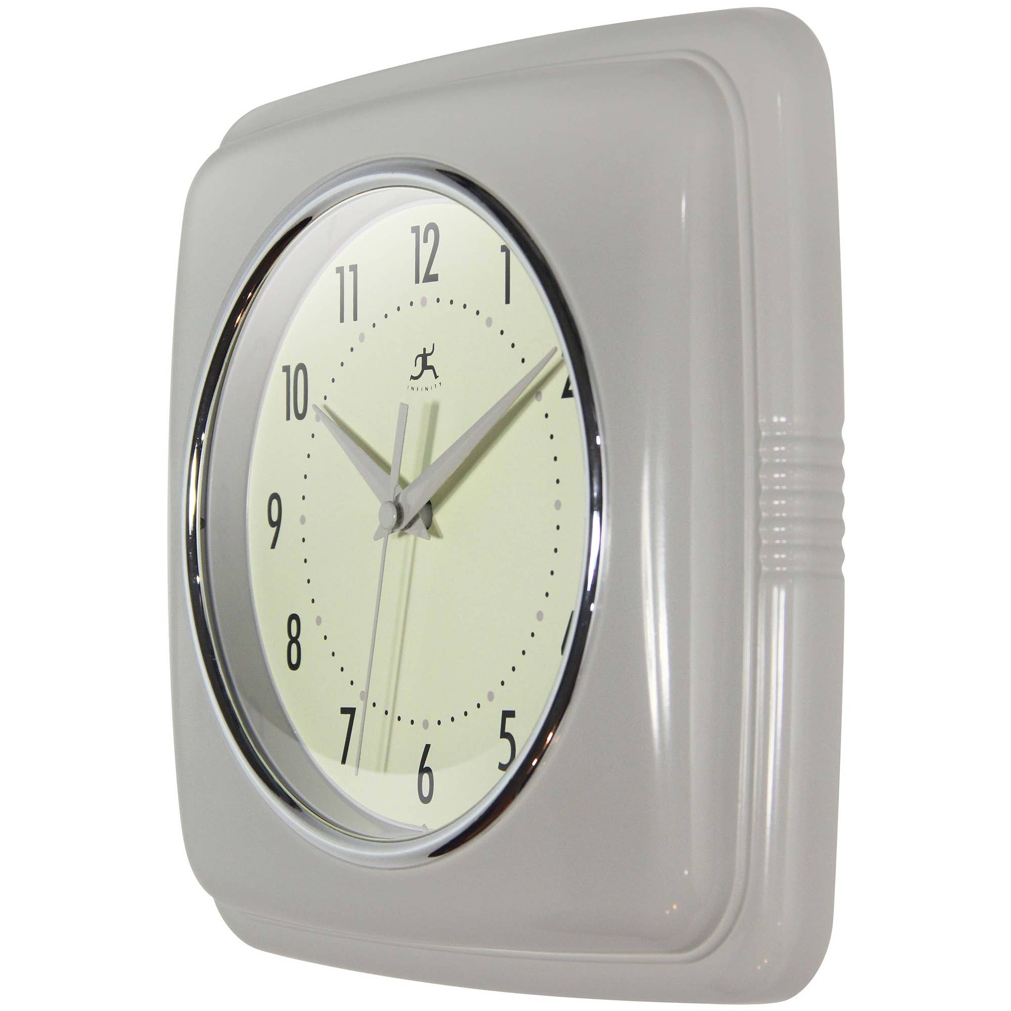 Retro Square Stone Grey Indoor Wall Clock 9.25 Inch: Stone Grey / 9.25 Inch