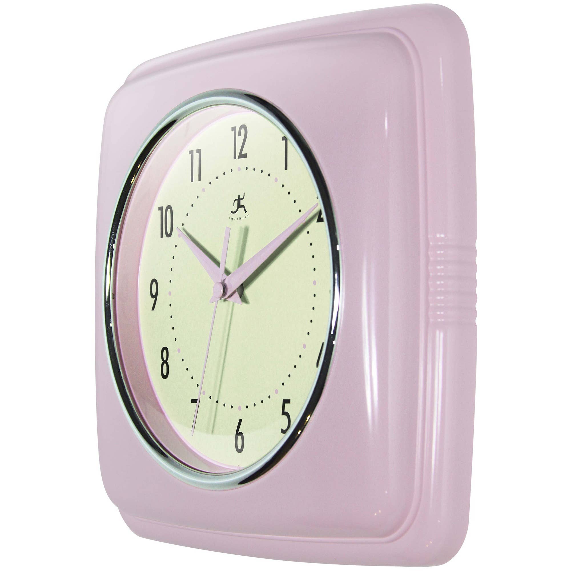 Retro Square Pastel Pink Indoor Wall Clock 9.25 Inch: Pastel Pink / 9.25 Inch