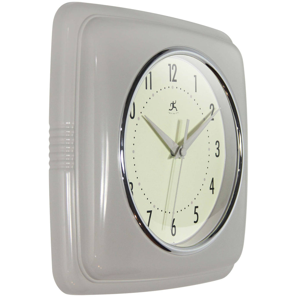Retro Square Stone Grey Indoor Wall Clock 9.25 Inch: Stone Grey / 9.25 Inch