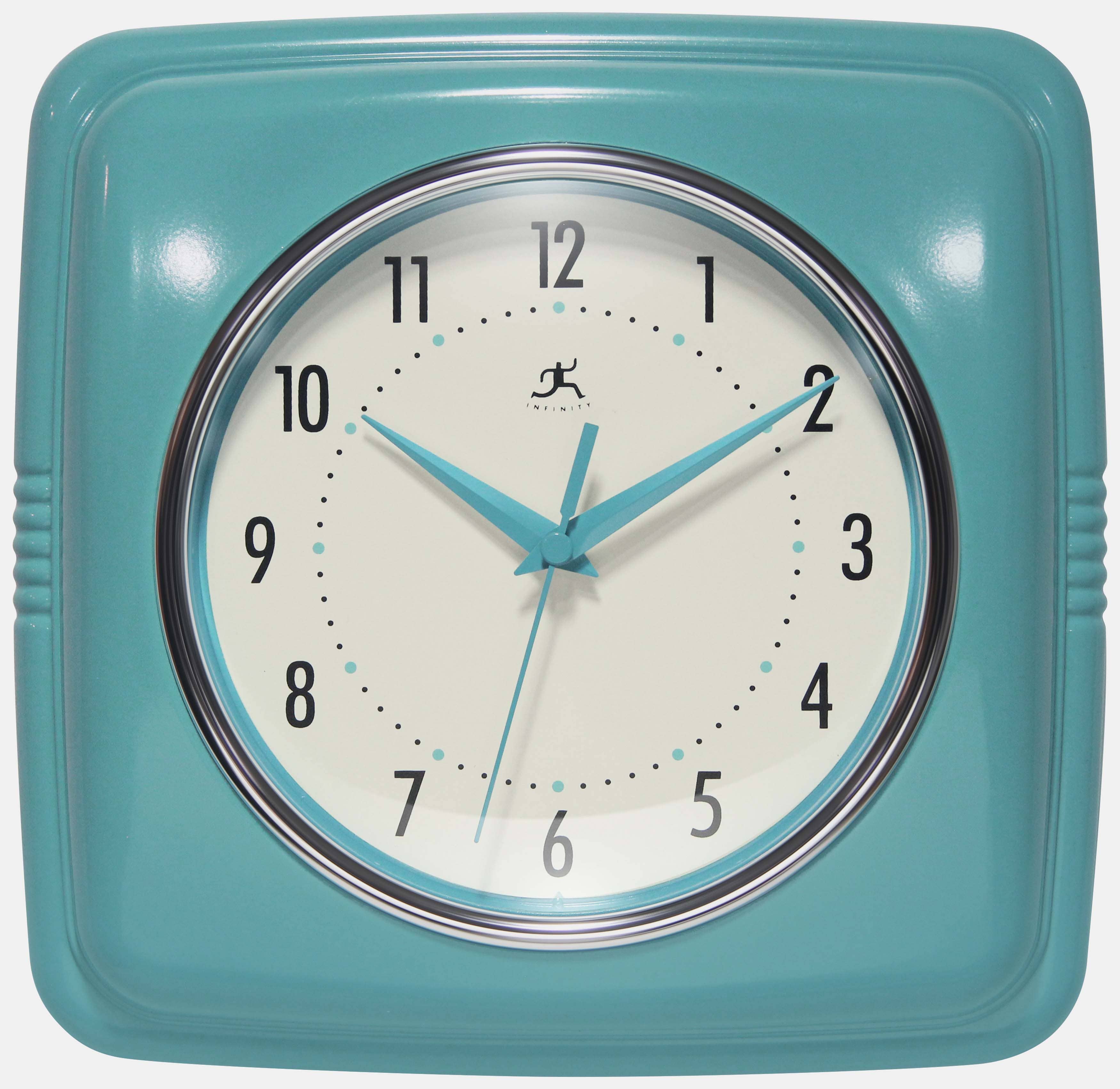 Retro Square Turquoise Indoor Wall Clock 9.25 Inch: Turquoise