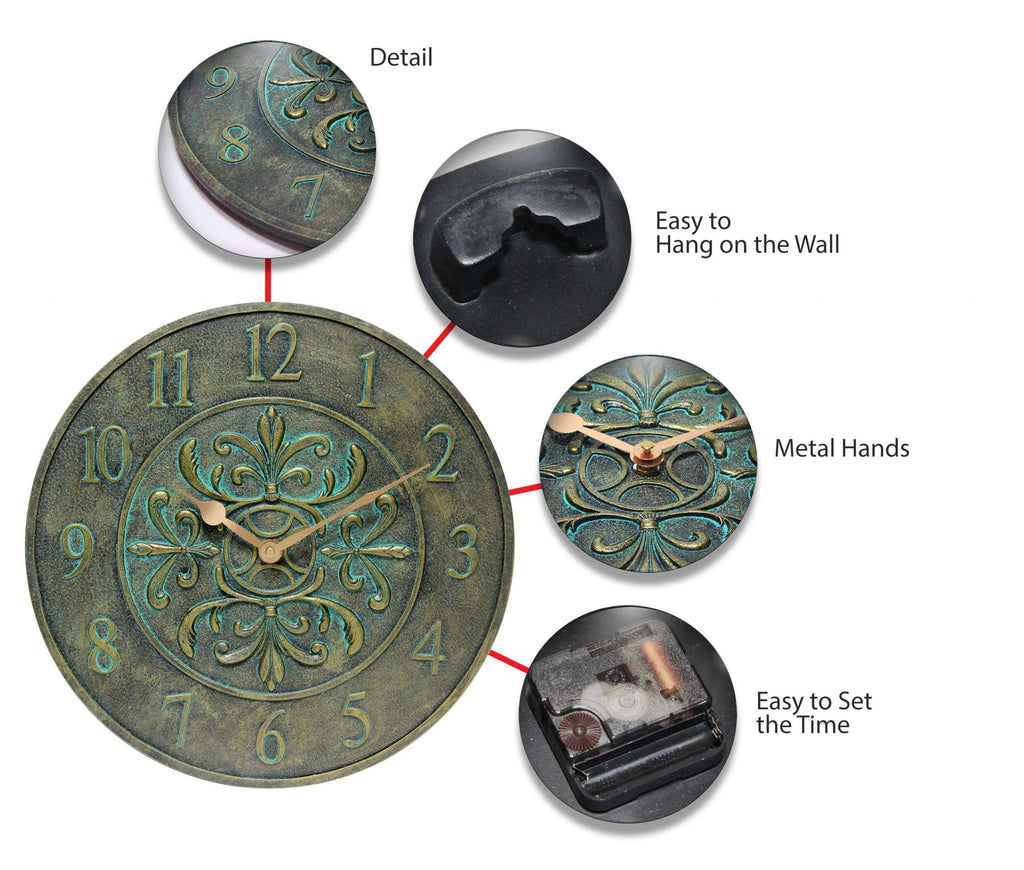 Outdoor Round Aged Bronze Wall Clock 15 Inch