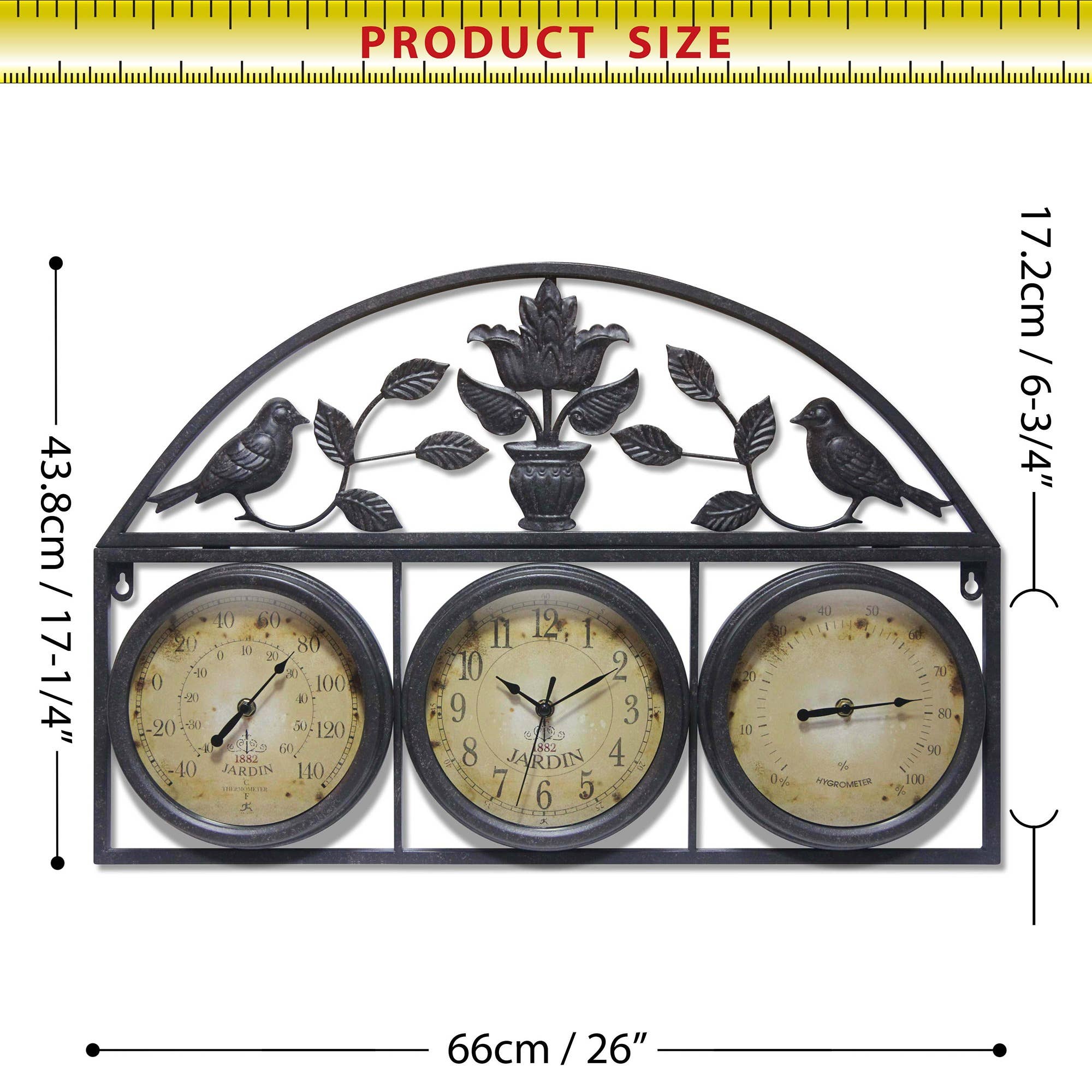 Jardin Indoor/Outdoor Clock/Thermometer/Hygrometer, Brown: Brown