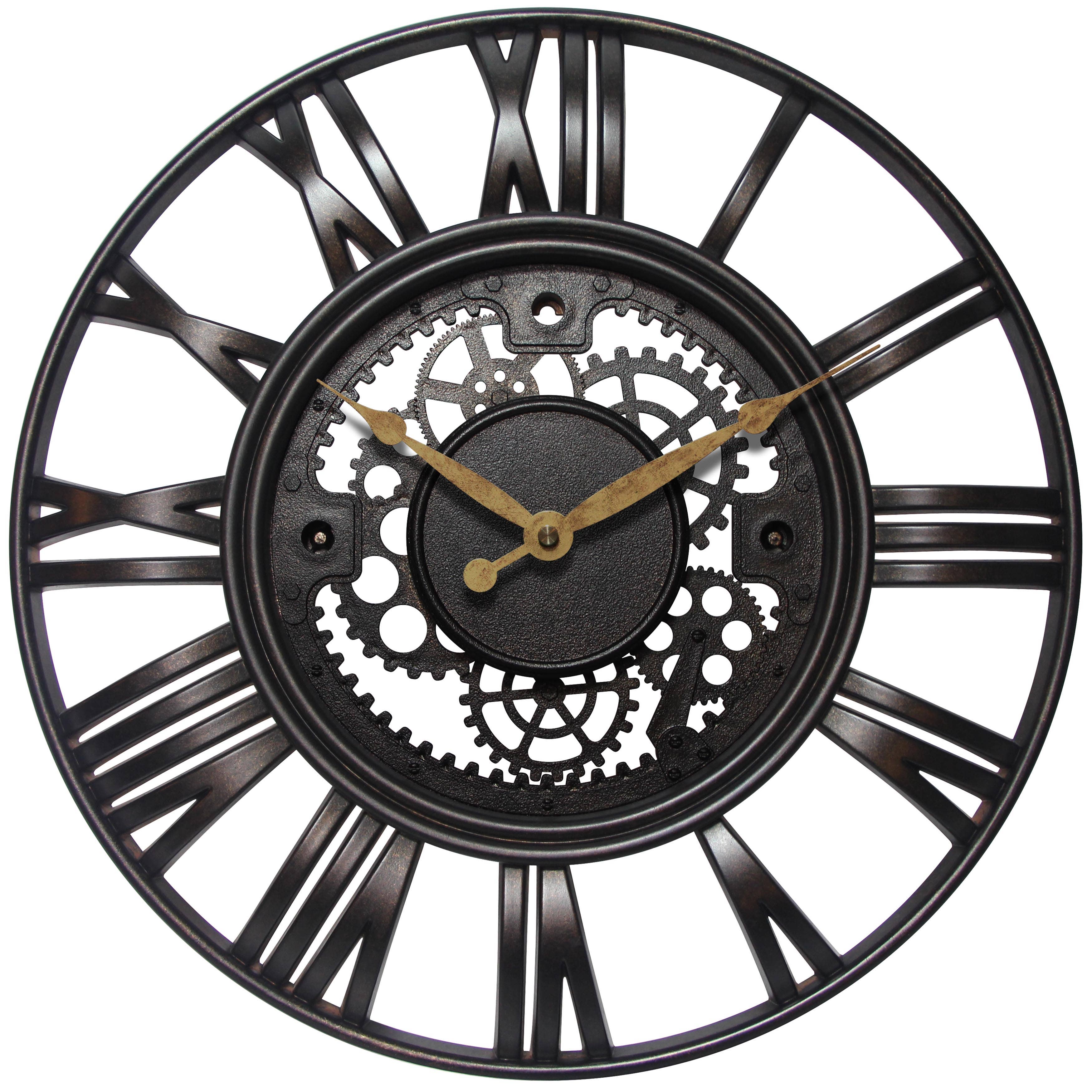 Gear Round Rust Industrial Wall Clock 15 Inch