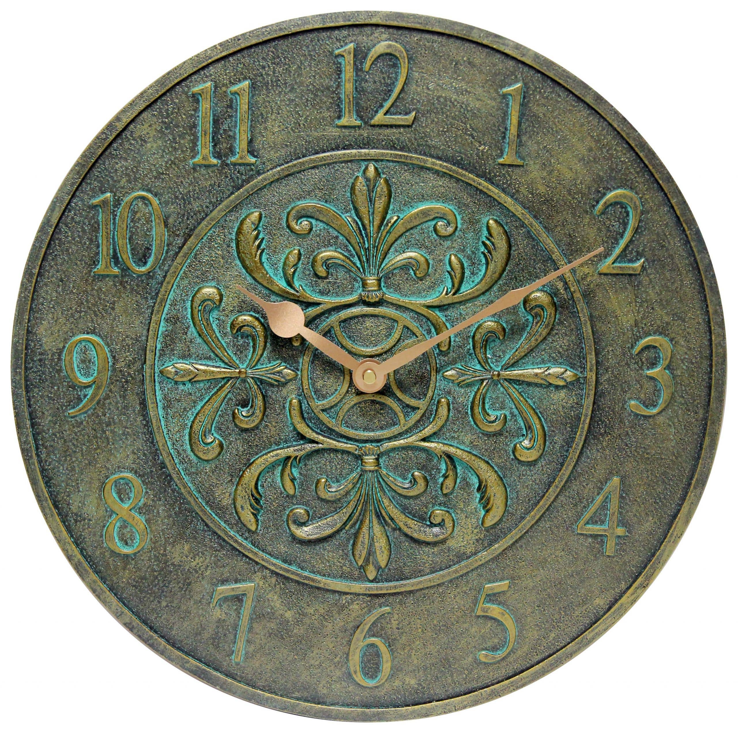 Outdoor Round Aged Bronze Wall Clock 15 Inch