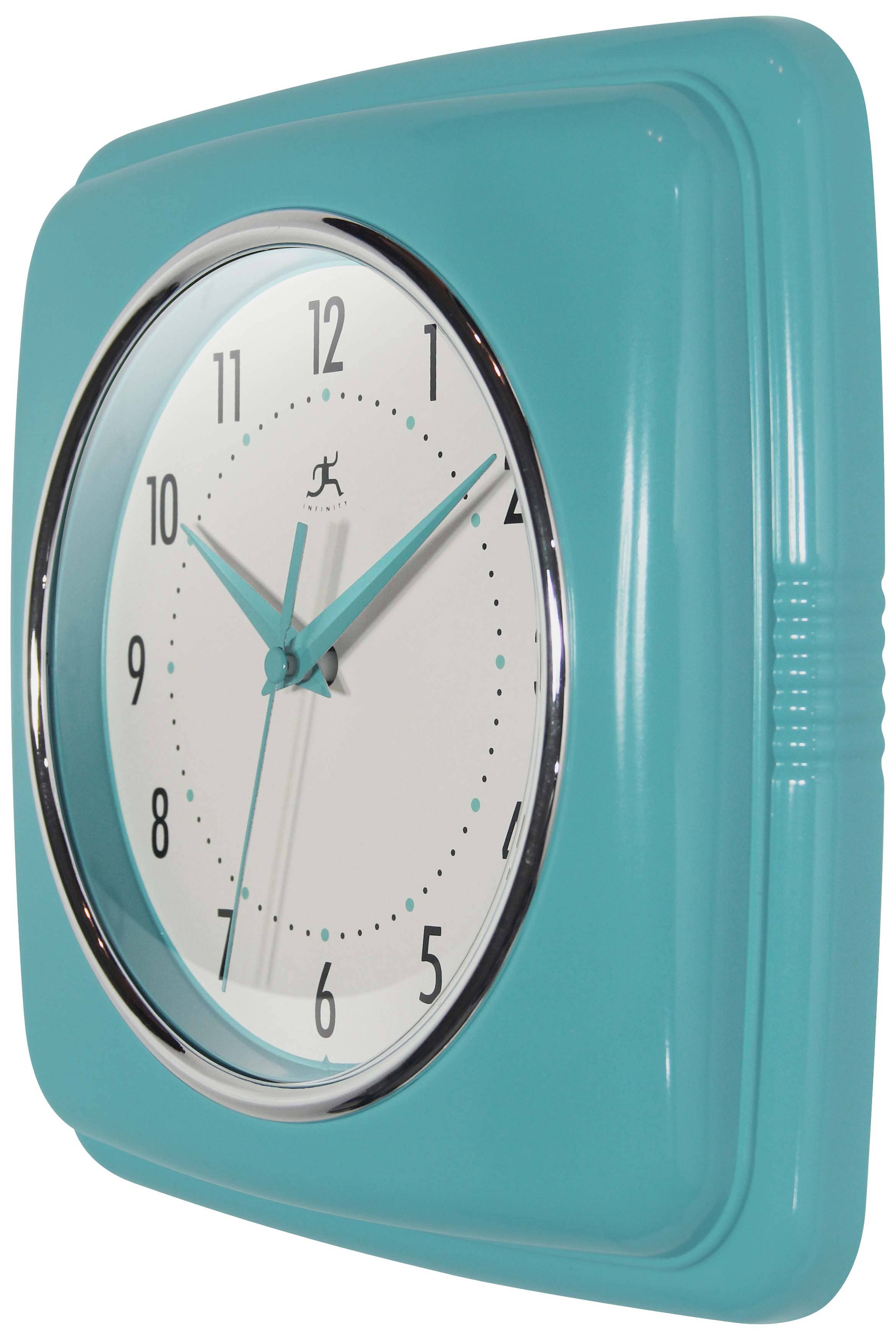 Retro Square Turquoise Indoor Wall Clock 9.25 Inch: Turquoise