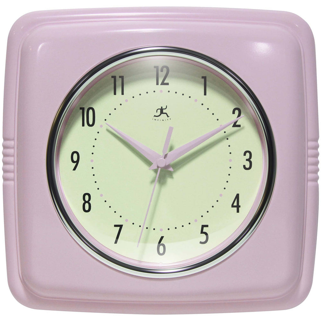 Retro Square Pastel Pink Indoor Wall Clock 9.25 Inch: Pastel Pink / 9.25 Inch