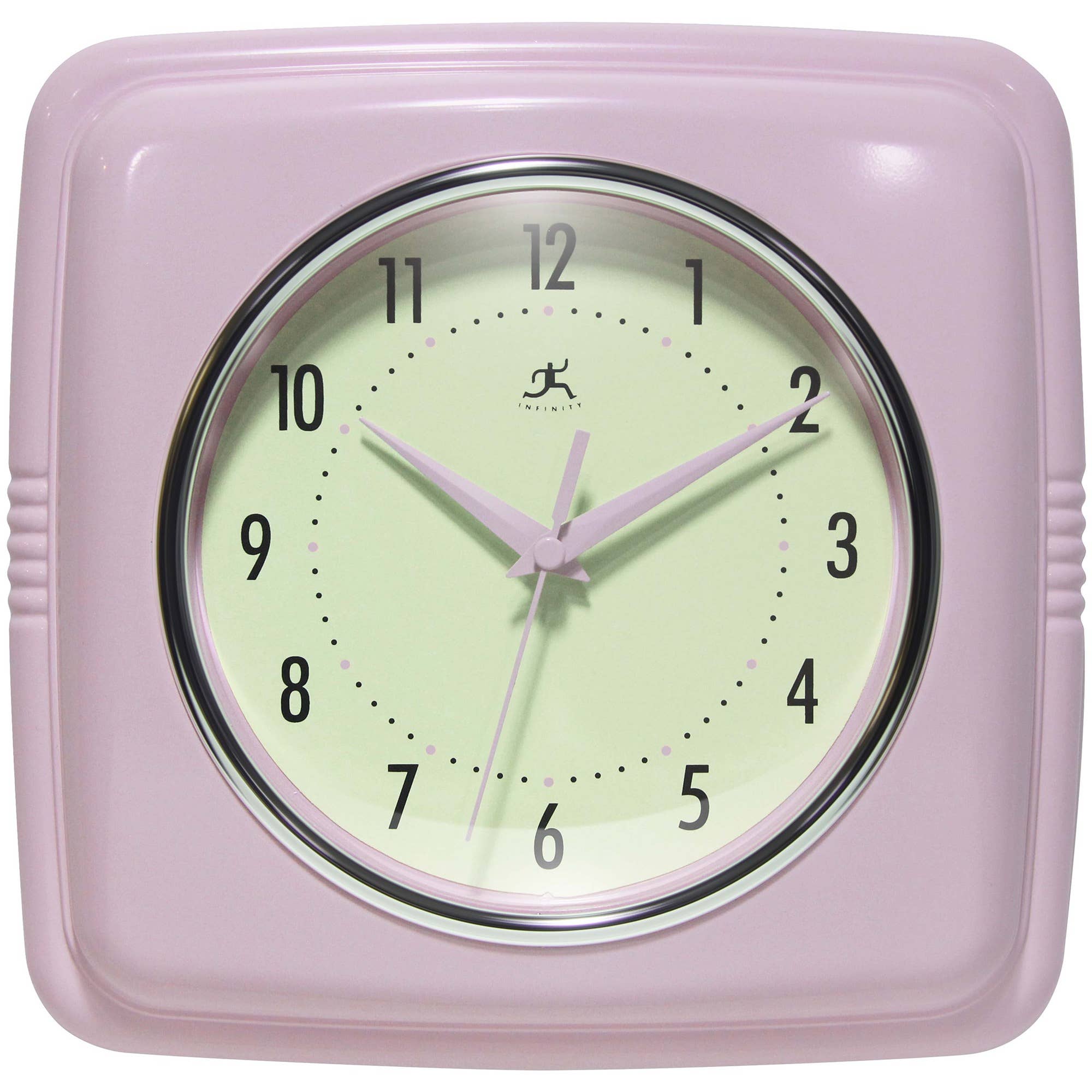 Retro Square Pastel Pink Indoor Wall Clock 9.25 Inch: Pastel Pink / 9.25 Inch