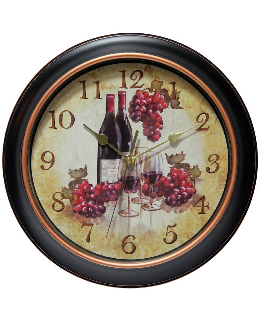 Rustic Round Black Indoor Wall Clock 12 Inch