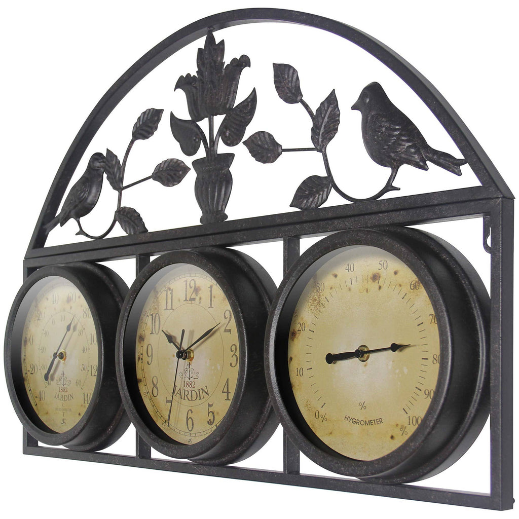 Jardin Indoor/Outdoor Clock/Thermometer/Hygrometer, Brown: Brown