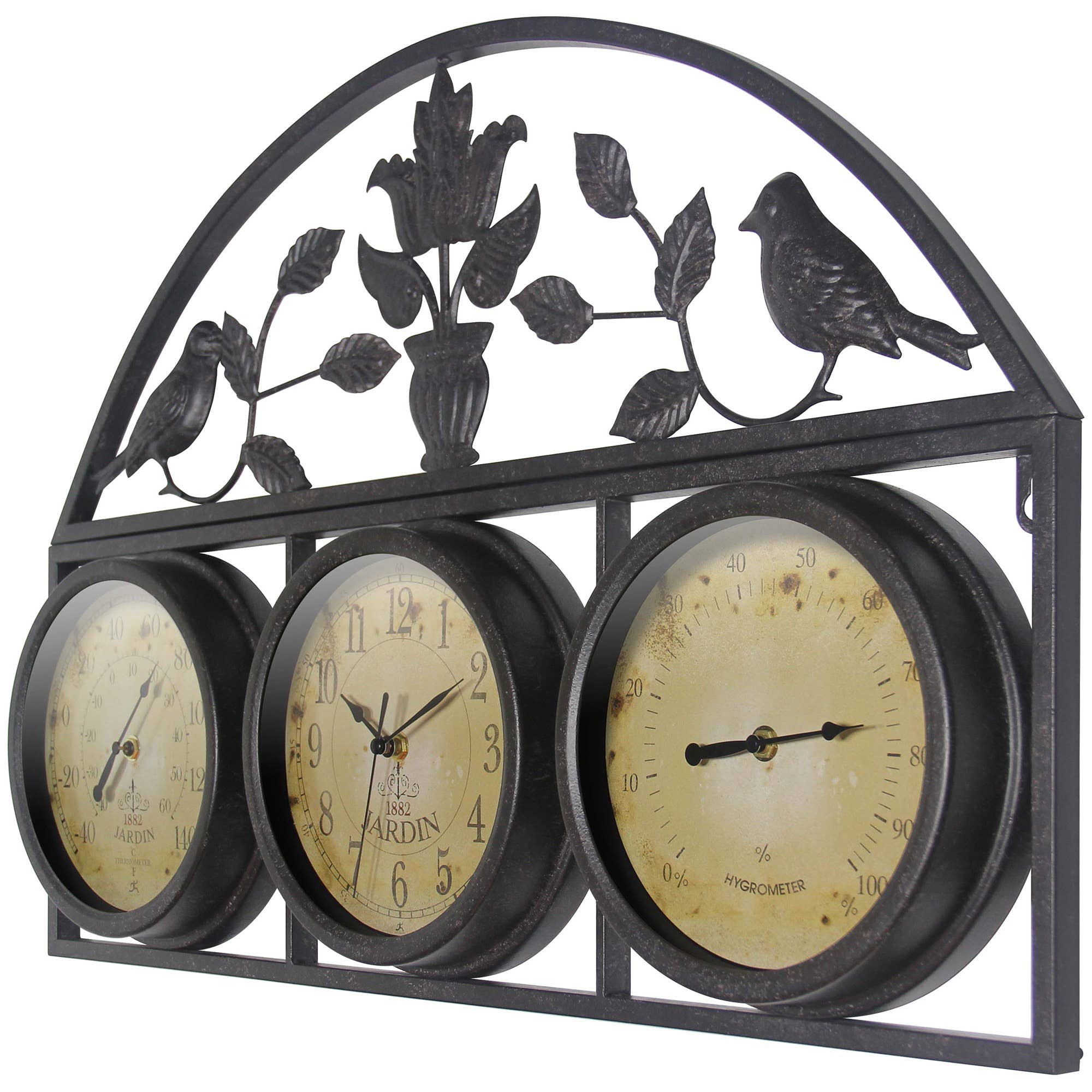 Jardin Indoor/Outdoor Clock/Thermometer/Hygrometer, Brown: Brown