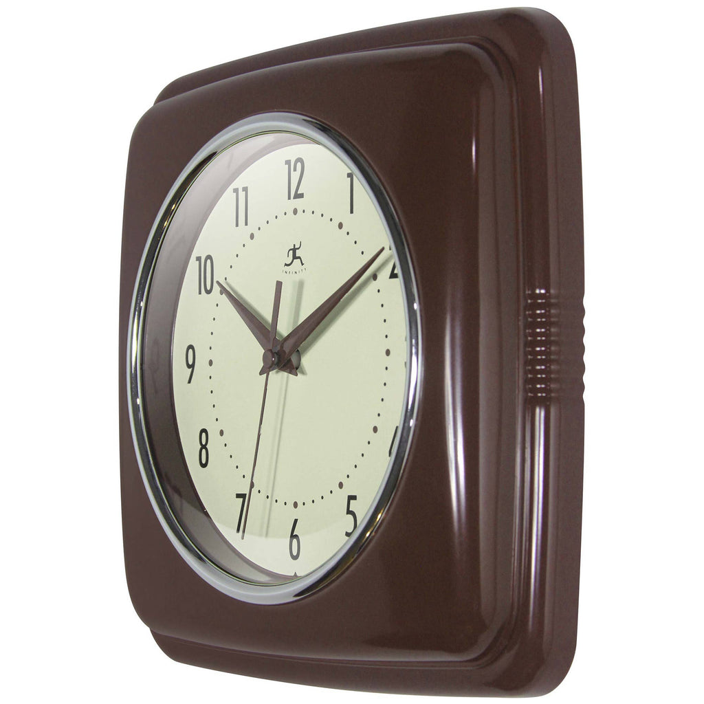 Retro Square Mahogany Indoor Wall Clock 9.25 Inch: Mahogany / 9.25 Inch