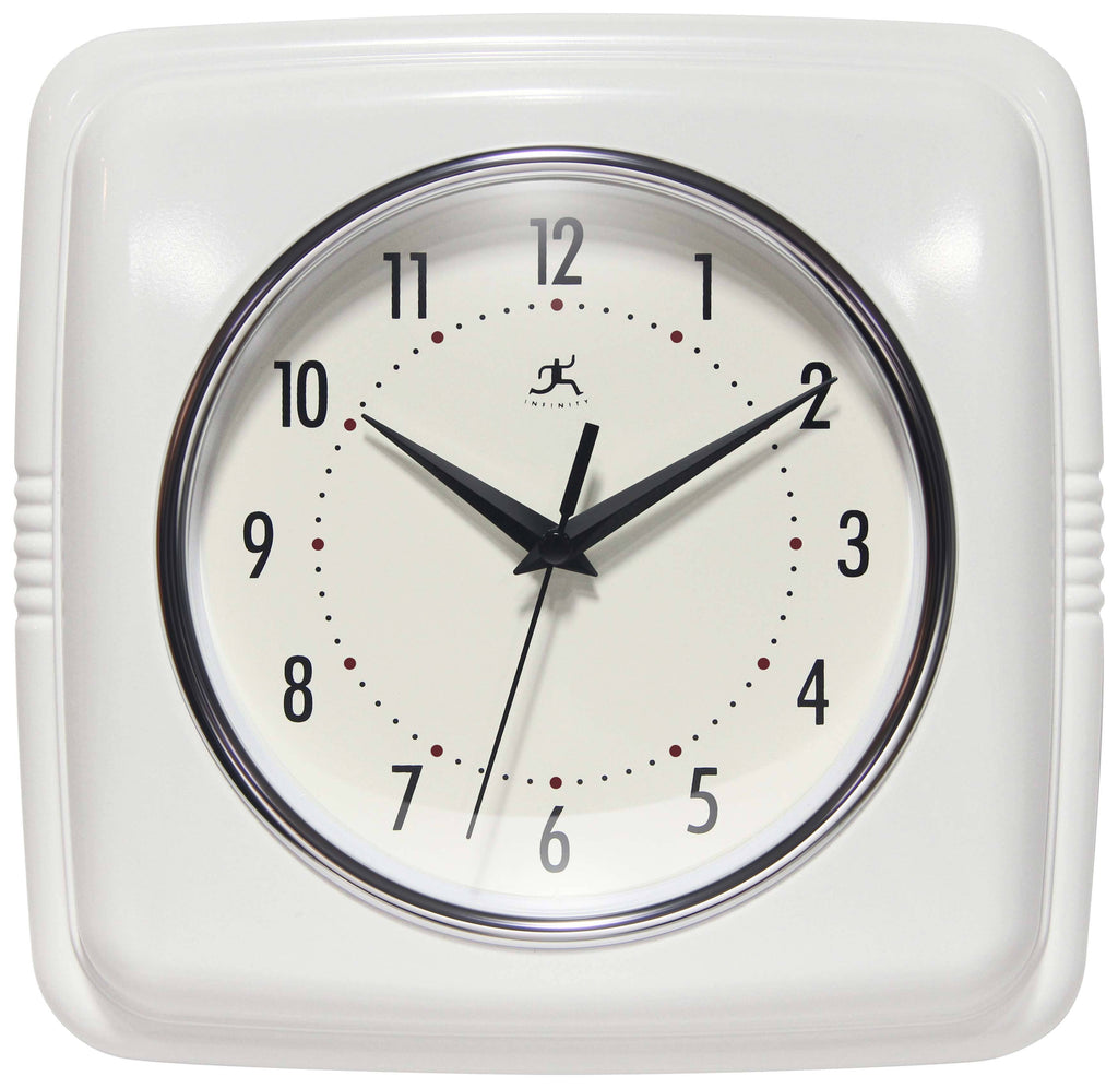 Retro Square White Indoor Wall Clock 9.25 Inch: White