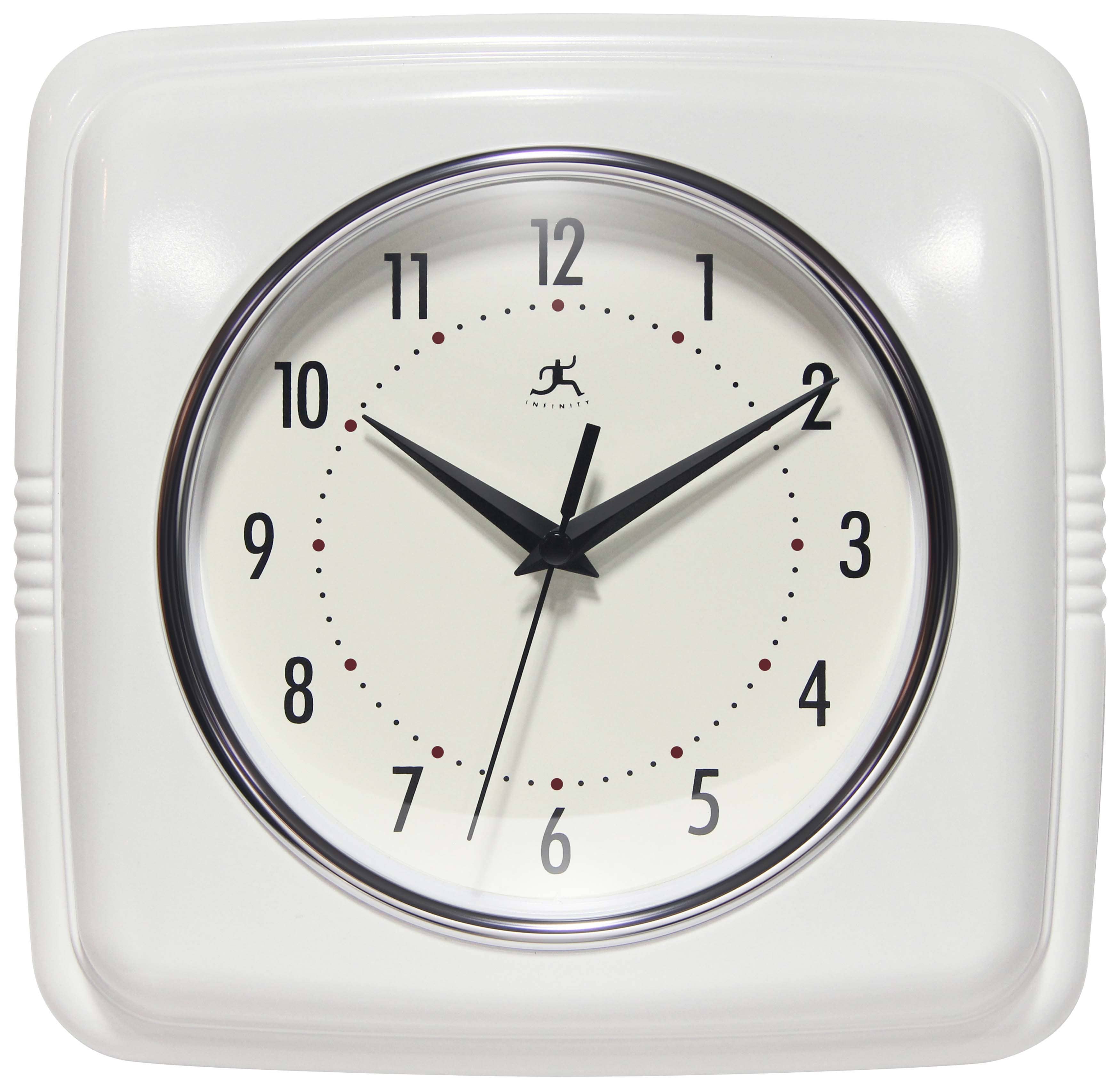 Retro Square White Indoor Wall Clock 9.25 Inch: White