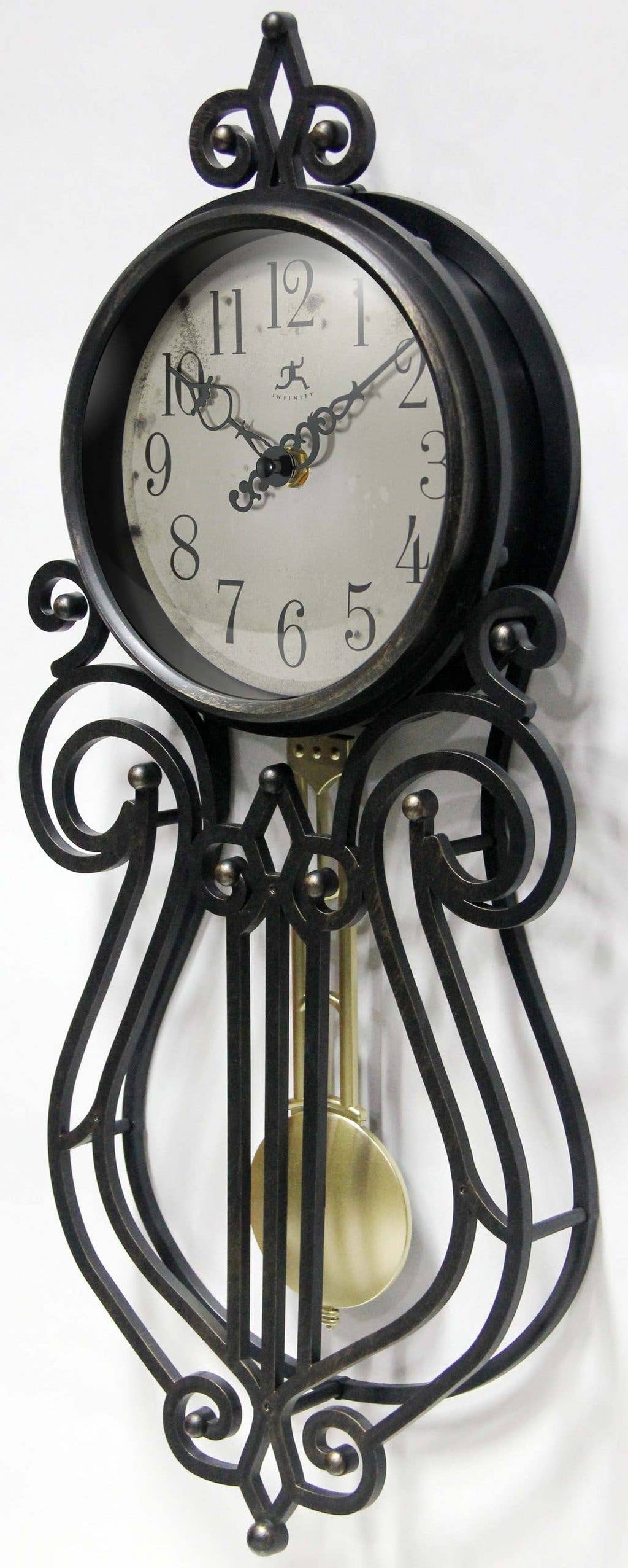 Classic Irregular Aged Black Traditional Wall Clock 20 Inch