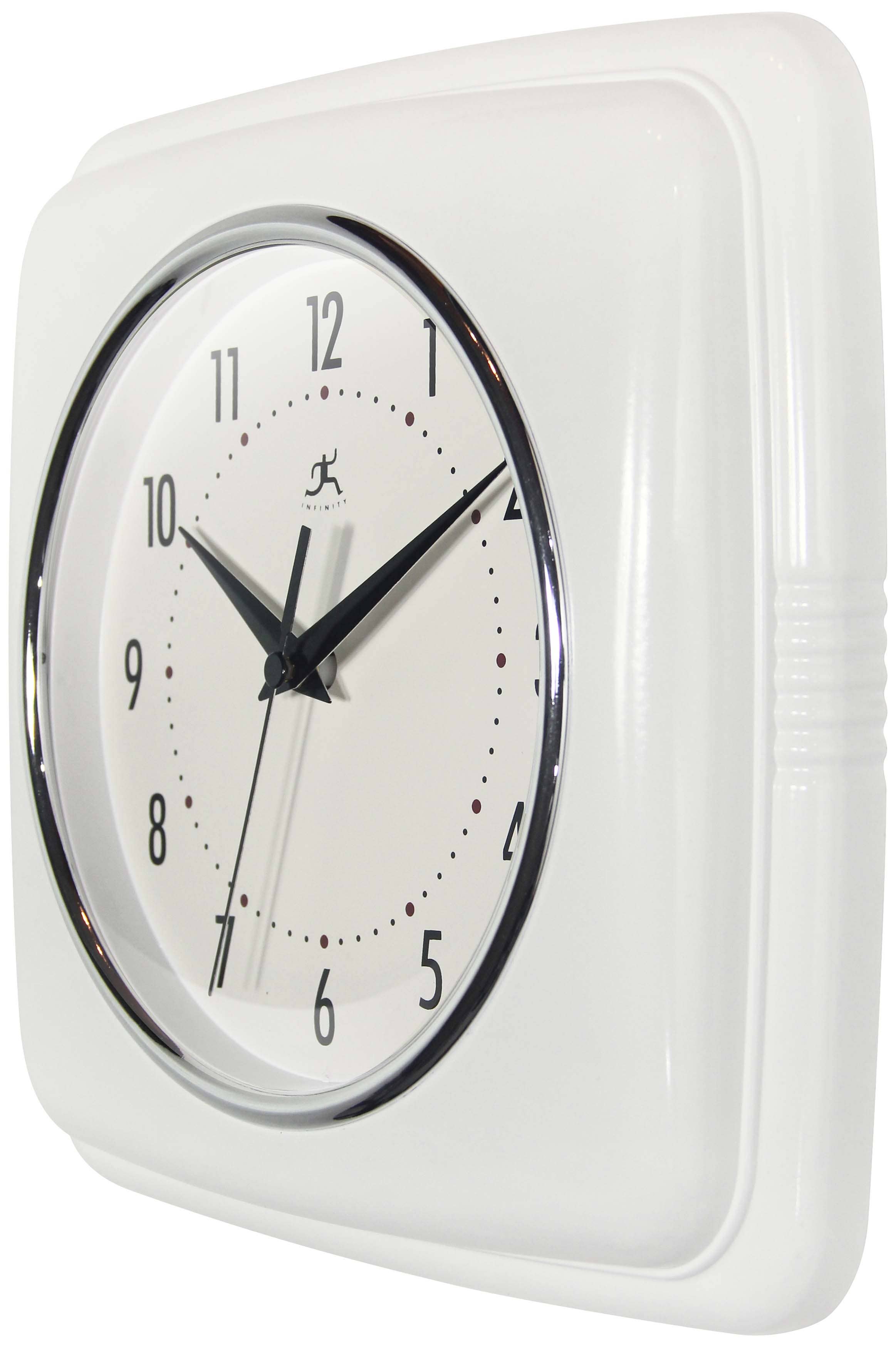 Retro Square White Indoor Wall Clock 9.25 Inch: White
