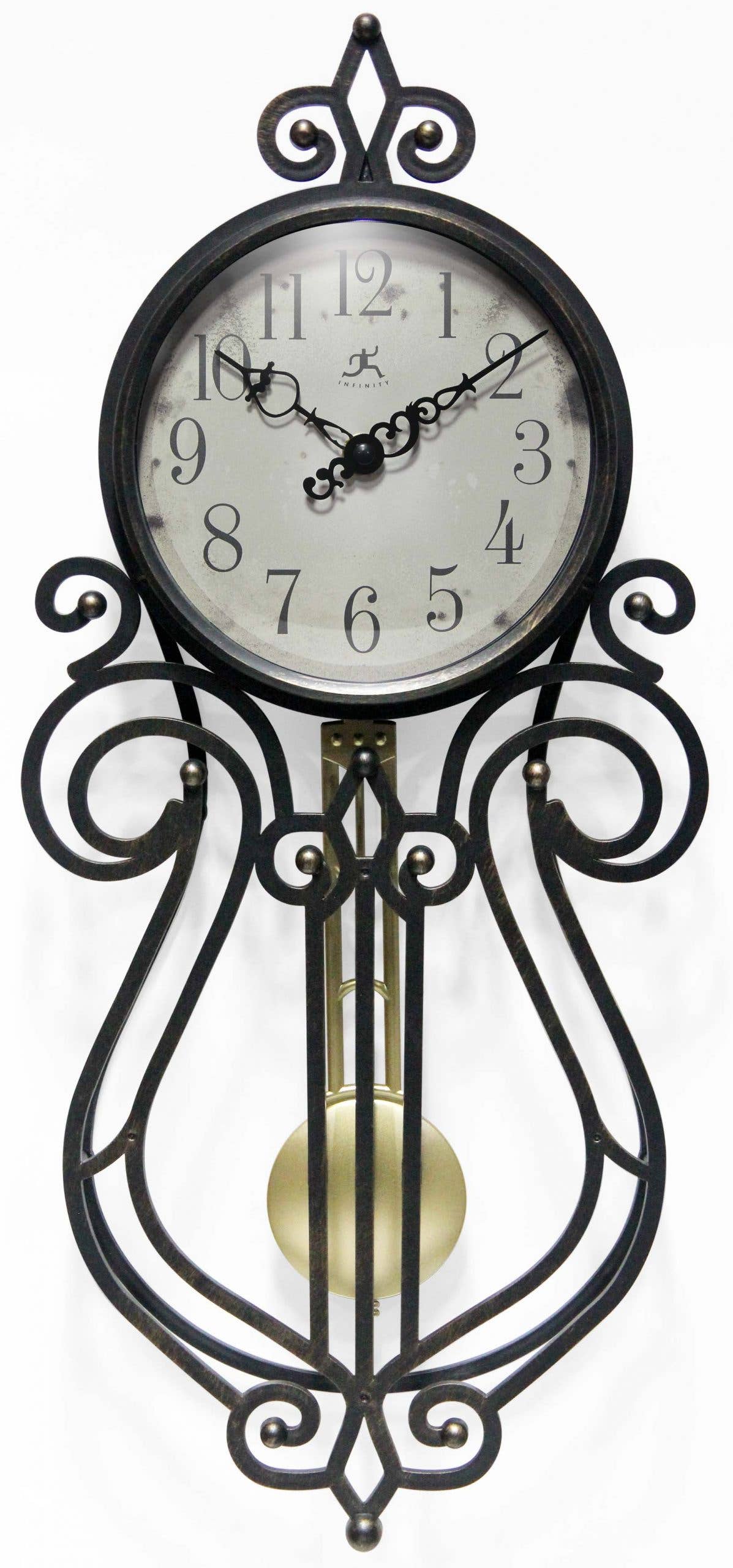 Classic Irregular Aged Black Traditional Wall Clock 20 Inch