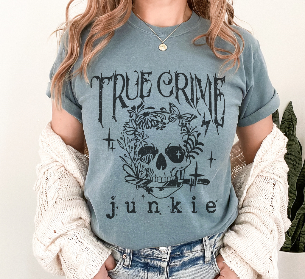 True Crime Junkie Crime Show TV Series Graphic Tee: Autumn / 2XL
