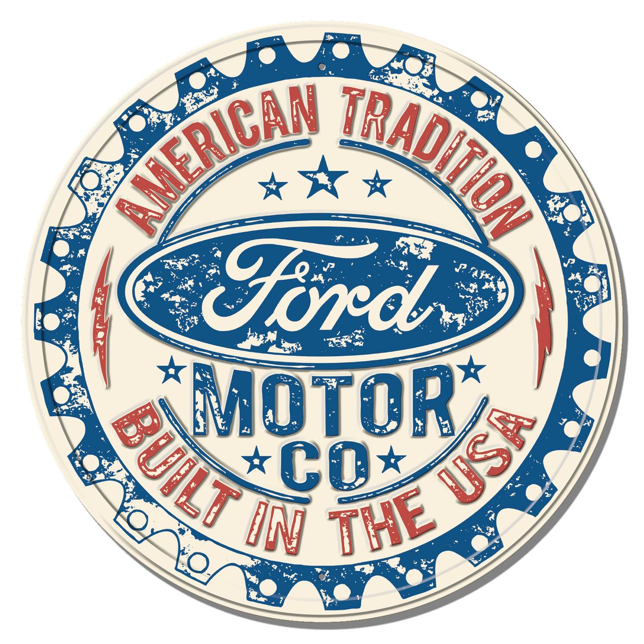 ROUND - FORD - Built in USA Tin Sign