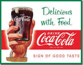 COKE - Delicious with Food Tin Sign