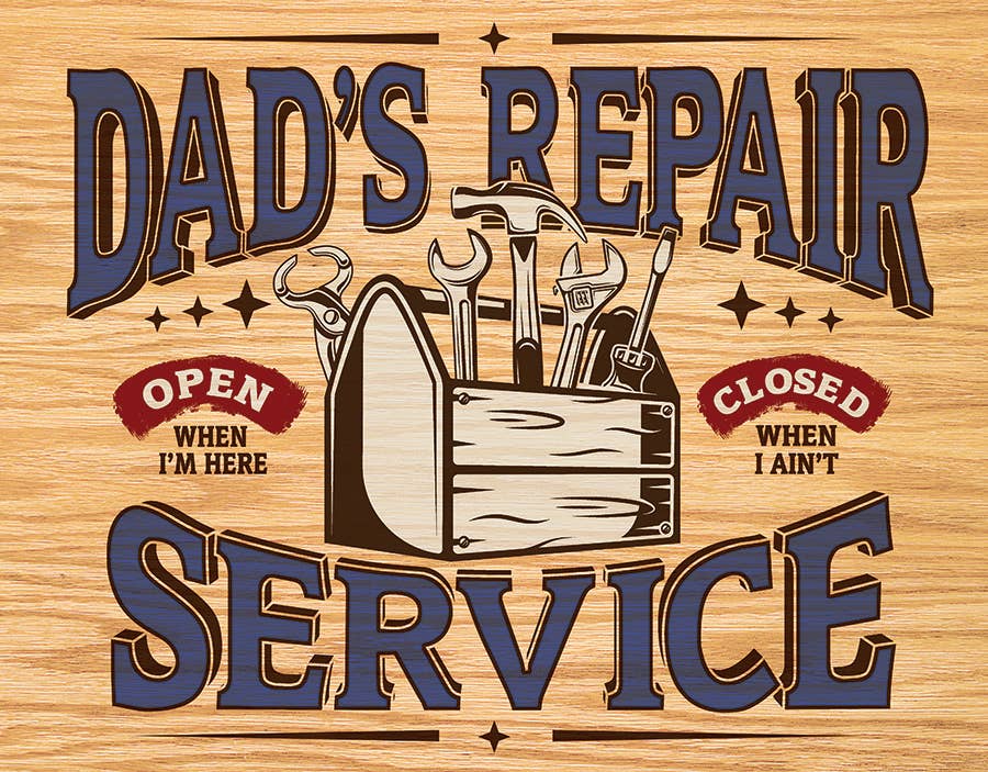 Dad's Repair Service Tin Sign