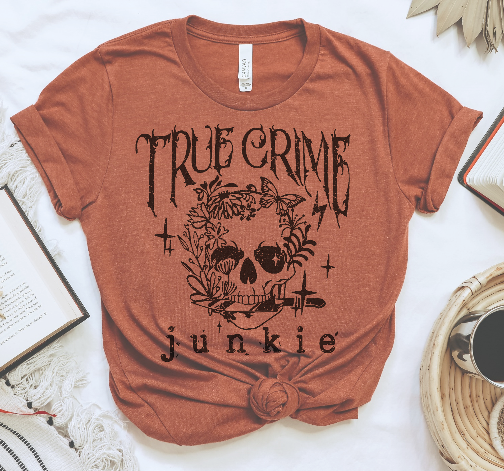 True Crime Junkie Crime Show TV Series Graphic Tee: Autumn / S