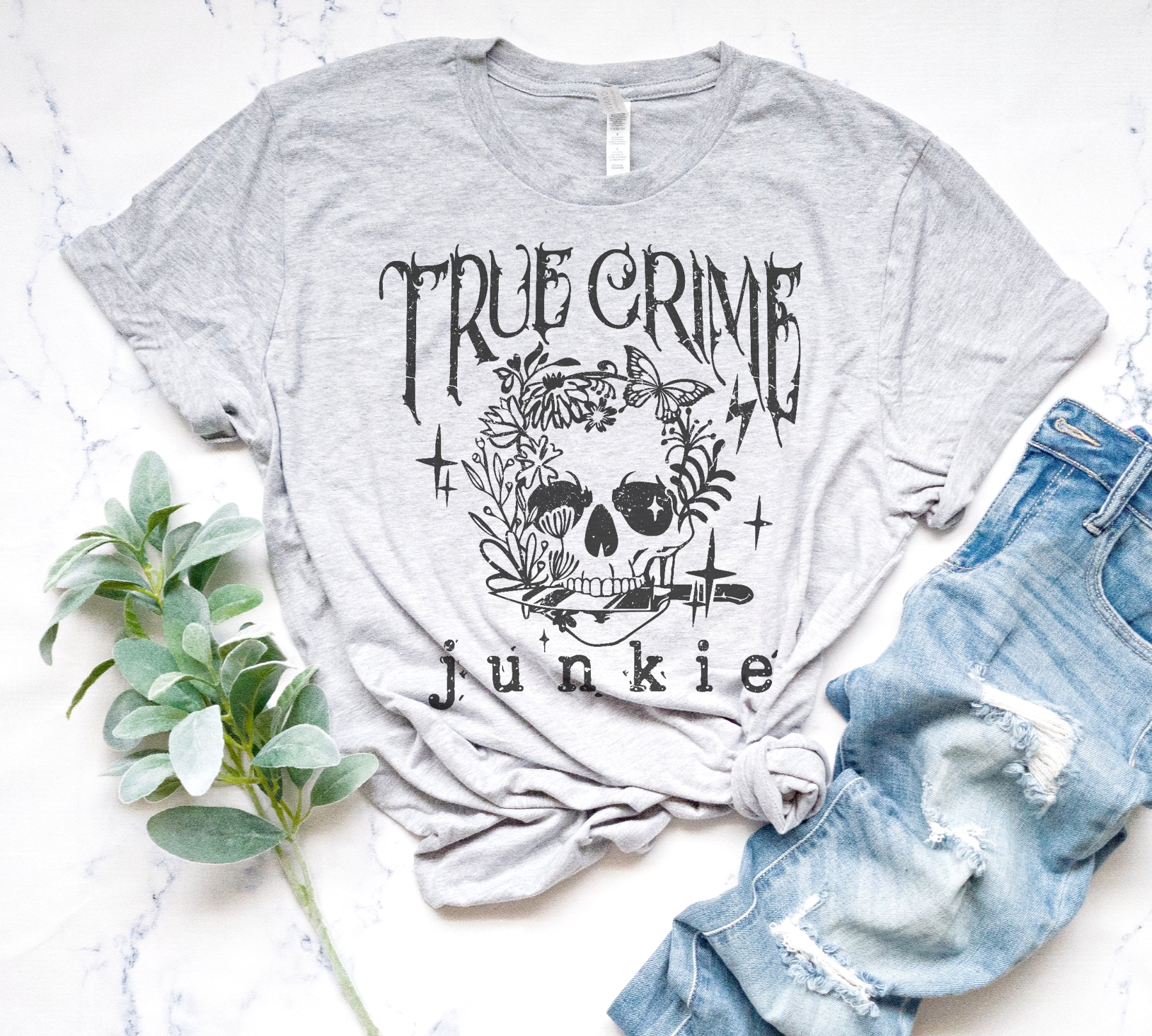 True Crime Junkie Crime Show TV Series Graphic Tee: Autumn / L