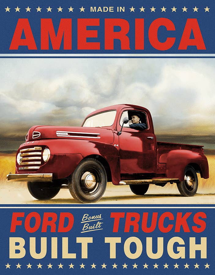 Ford Trucks Built Tough Tin Sign