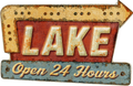 Lake 24 Hours Aluminum Sign