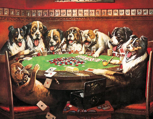 8 Druken Dogs Playing Cards Tin Sign